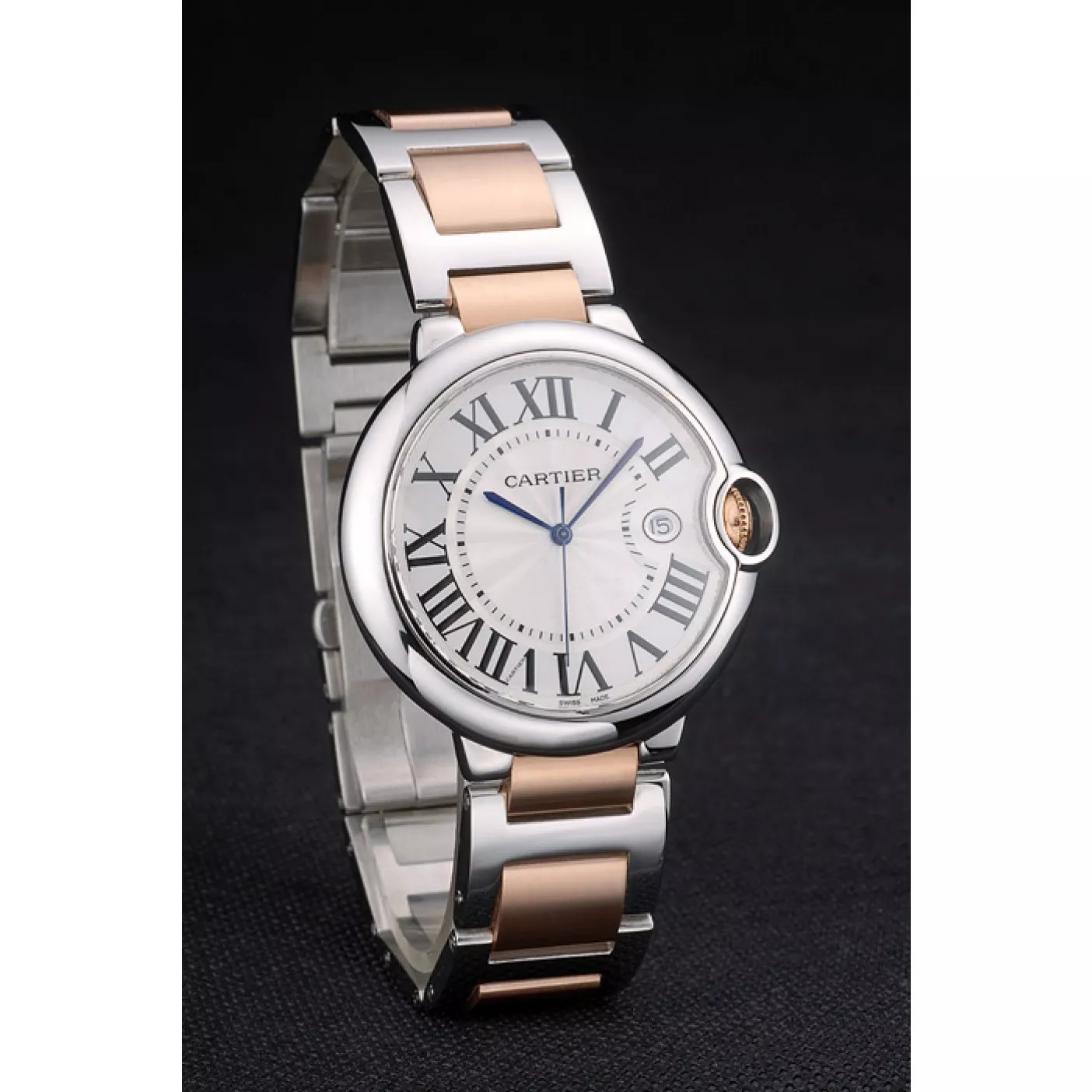 Cheap Cartier Ballon Bleu 42mm White Dial Stainless Steel Case Two Tone Rose Gold Bracelet 0120