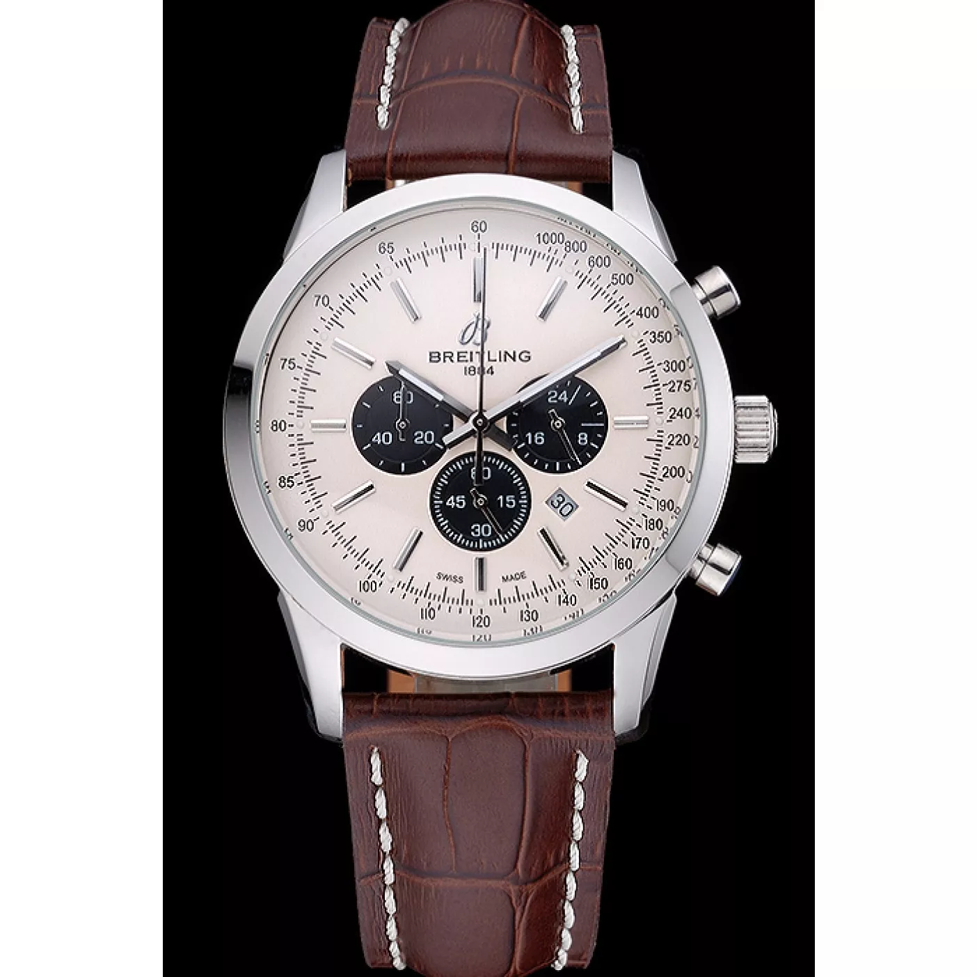 Cheap Breitling Transocean Chronograph White Dial Stainless Steel Case Brown Leather Bracelet 622243 0116