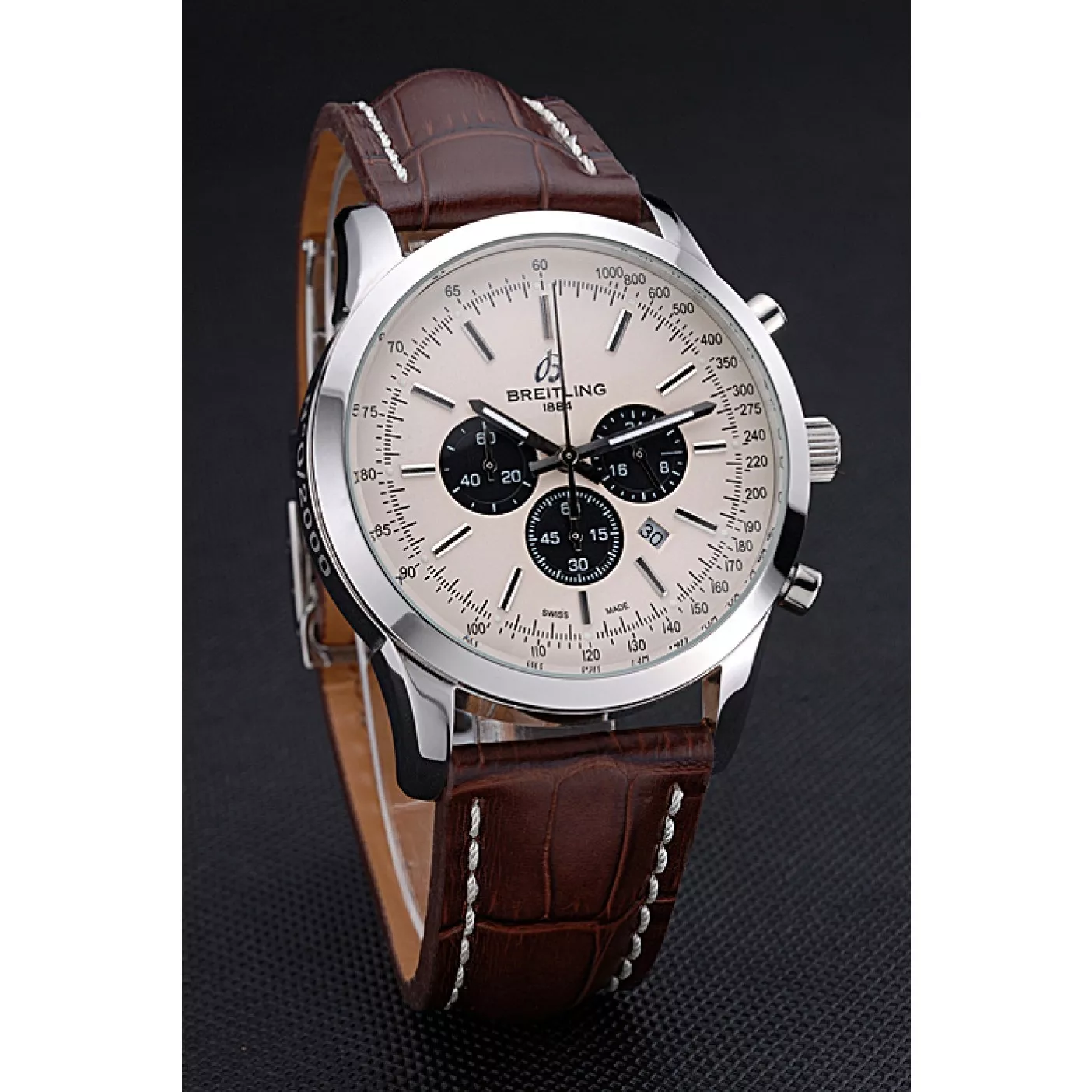 Cheap Breitling Transocean Chronograph White Dial Stainless Steel Case Brown Leather Bracelet 622243 0116