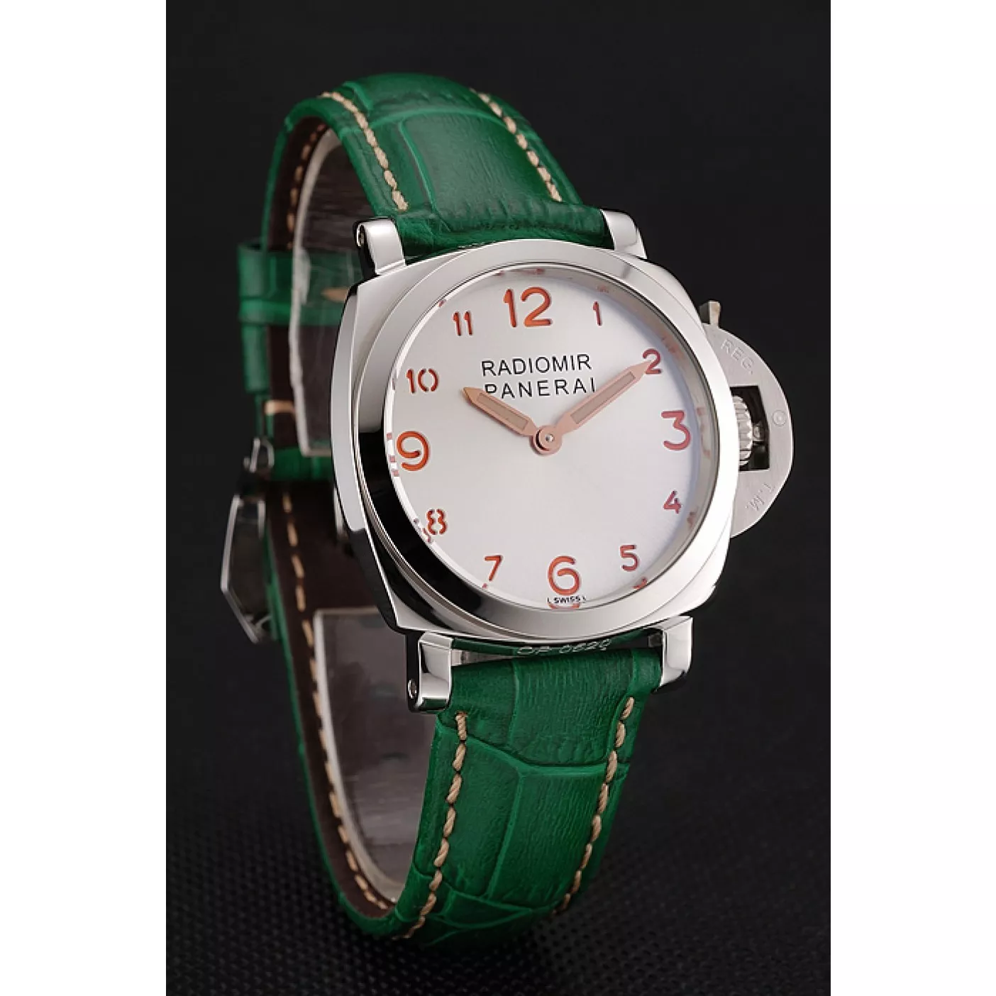 Cheap Panerai Radiomir White Dial Stainless Steel Case Green Leather Strap 1453804 0120