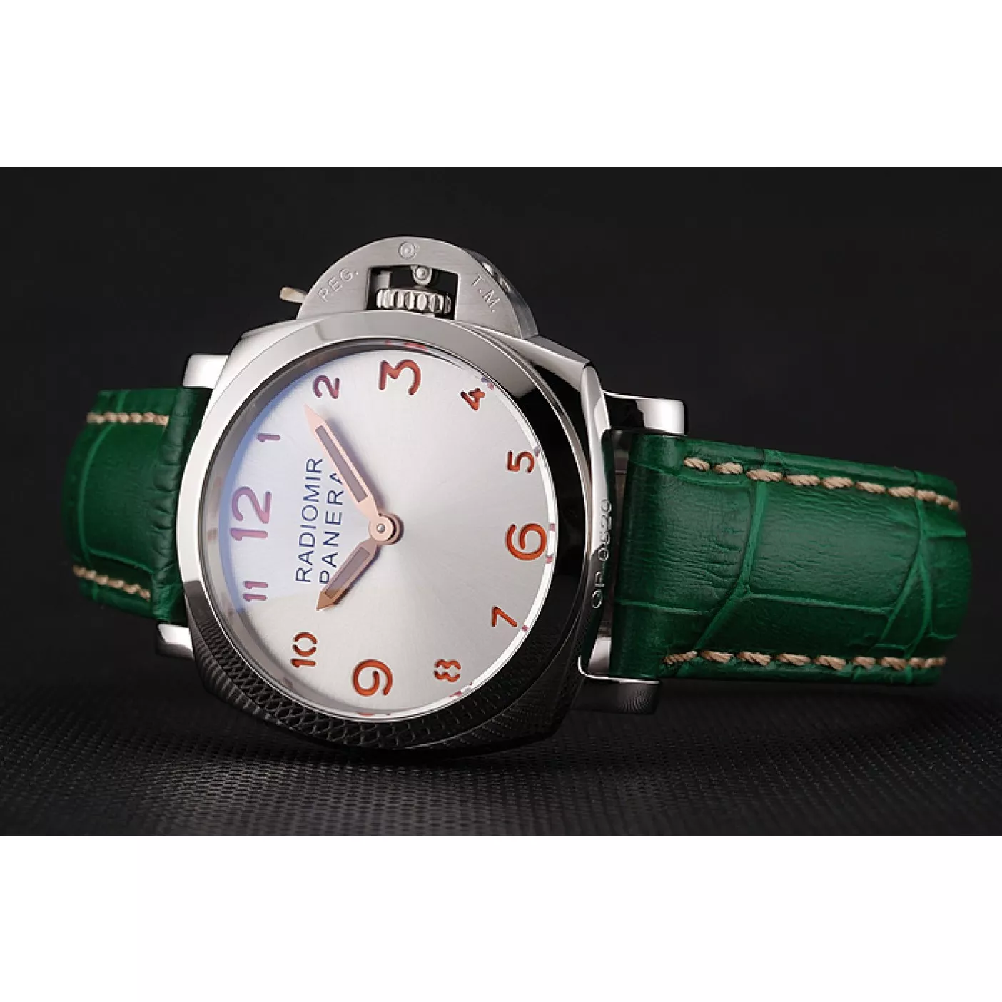 Cheap Panerai Radiomir White Dial Stainless Steel Case Green Leather Strap 1453804 0120