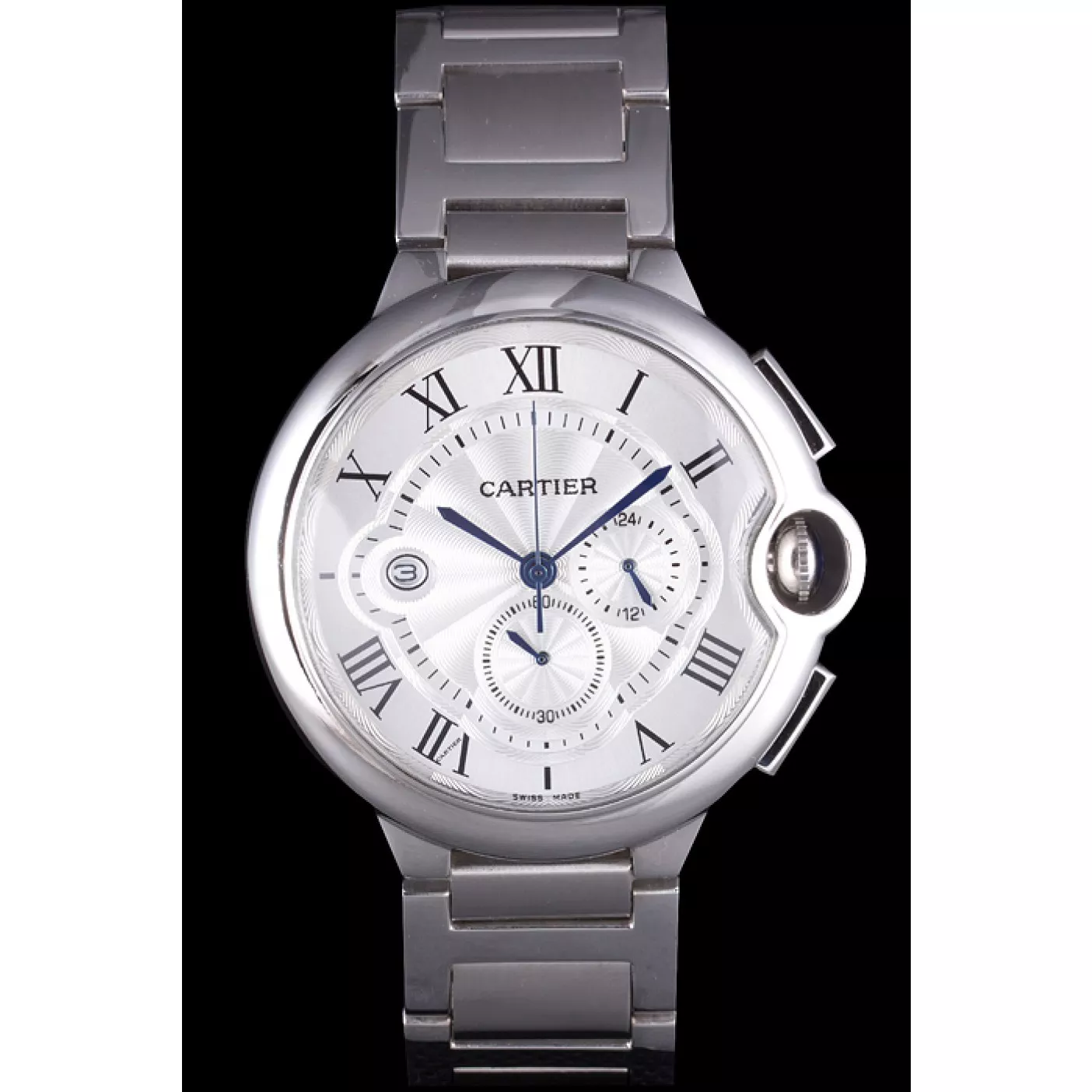 Affordable Cartier Ballon Bleu Chronograph White Dial Stainless Steel Case And Bracelet 0120