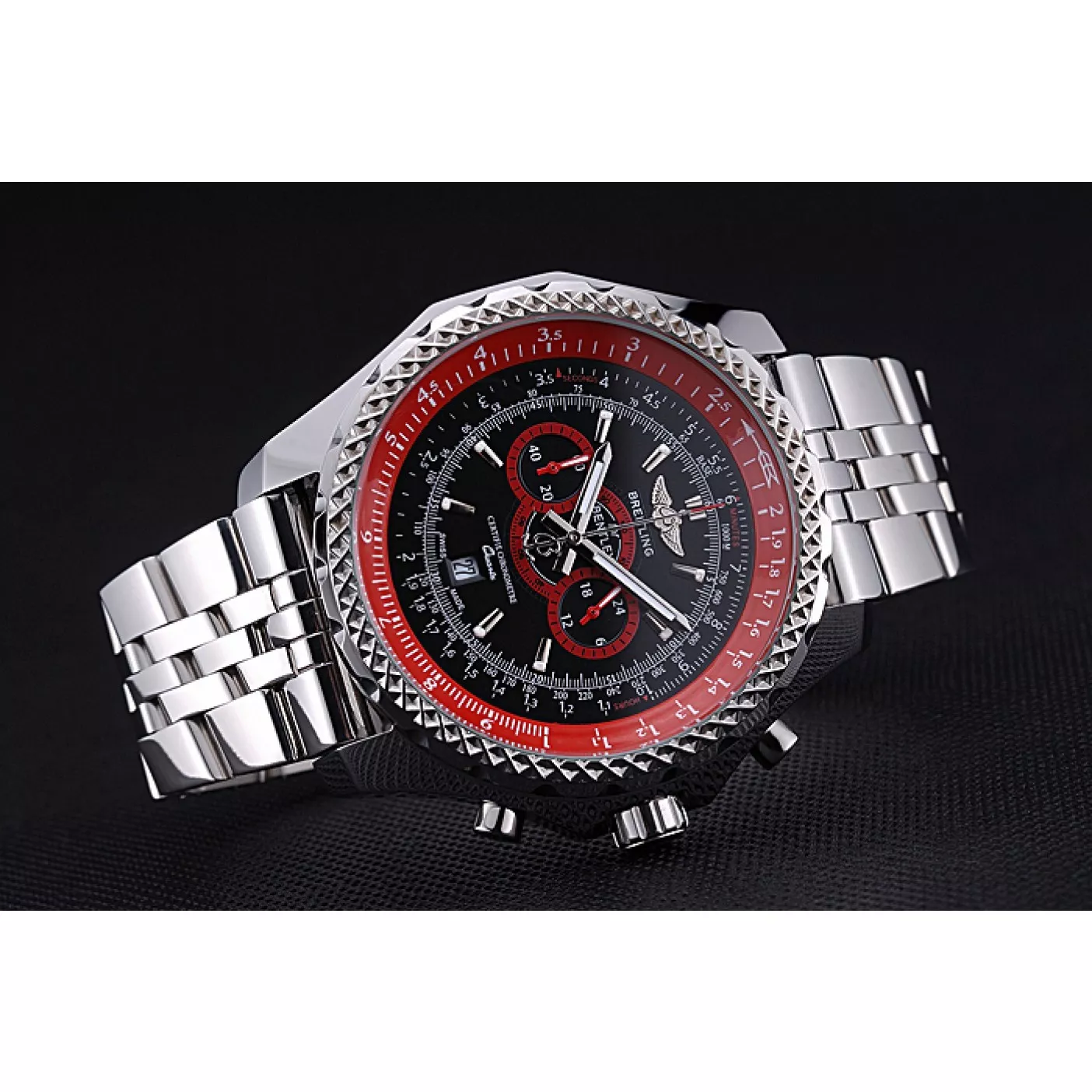 Affordable Breilting Bentley Supersports Black And Red Dial Stainless Steel Bracelet 622521 0131