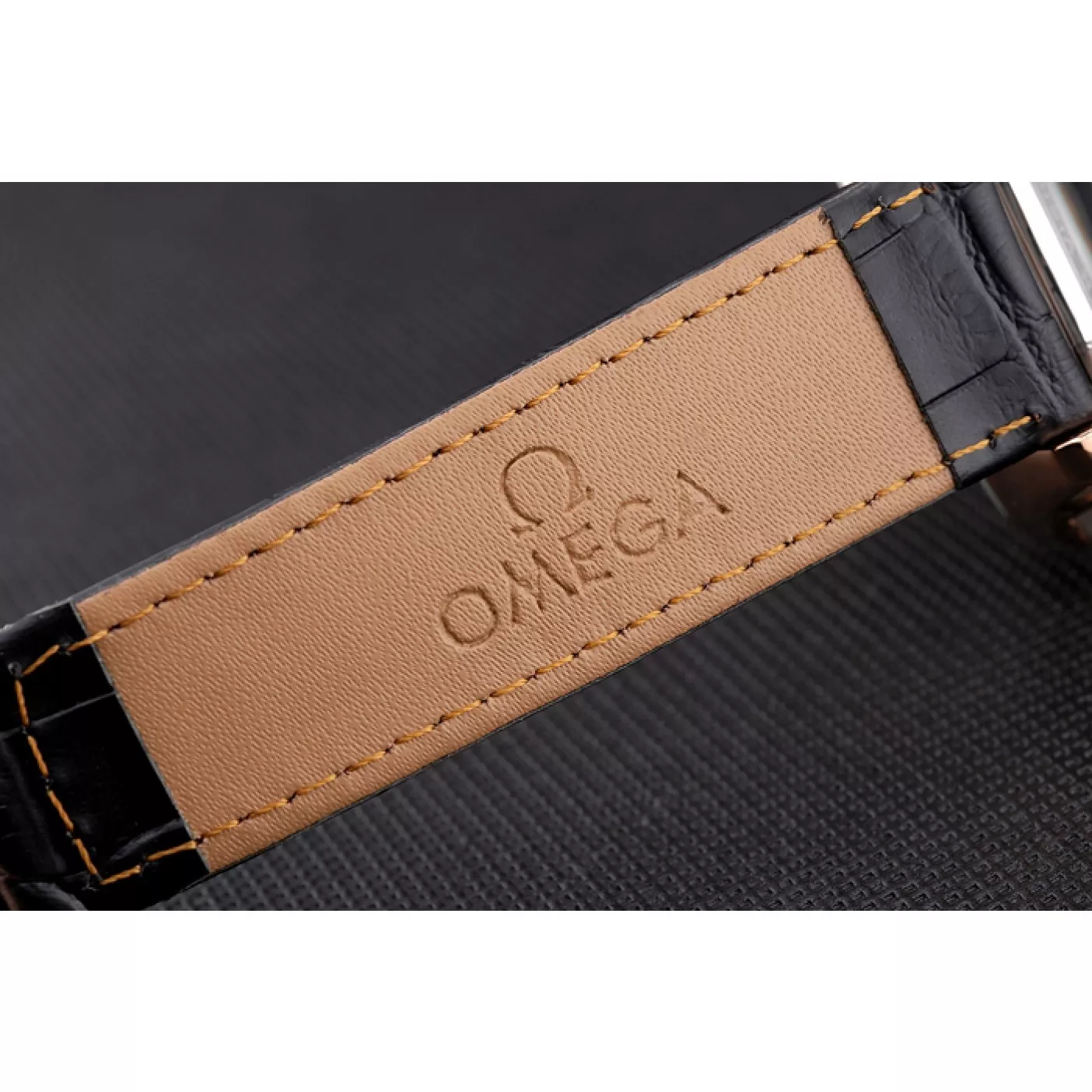 Cheap Omega DeVille Black Crocodile Leather Bracelet Black Dial Watch 0129