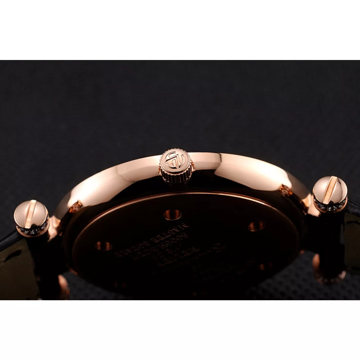 Affordable Franck Muller Double Mistery 4 Saisons Black Dial Rose Gold Case Black Leather Strap 0124