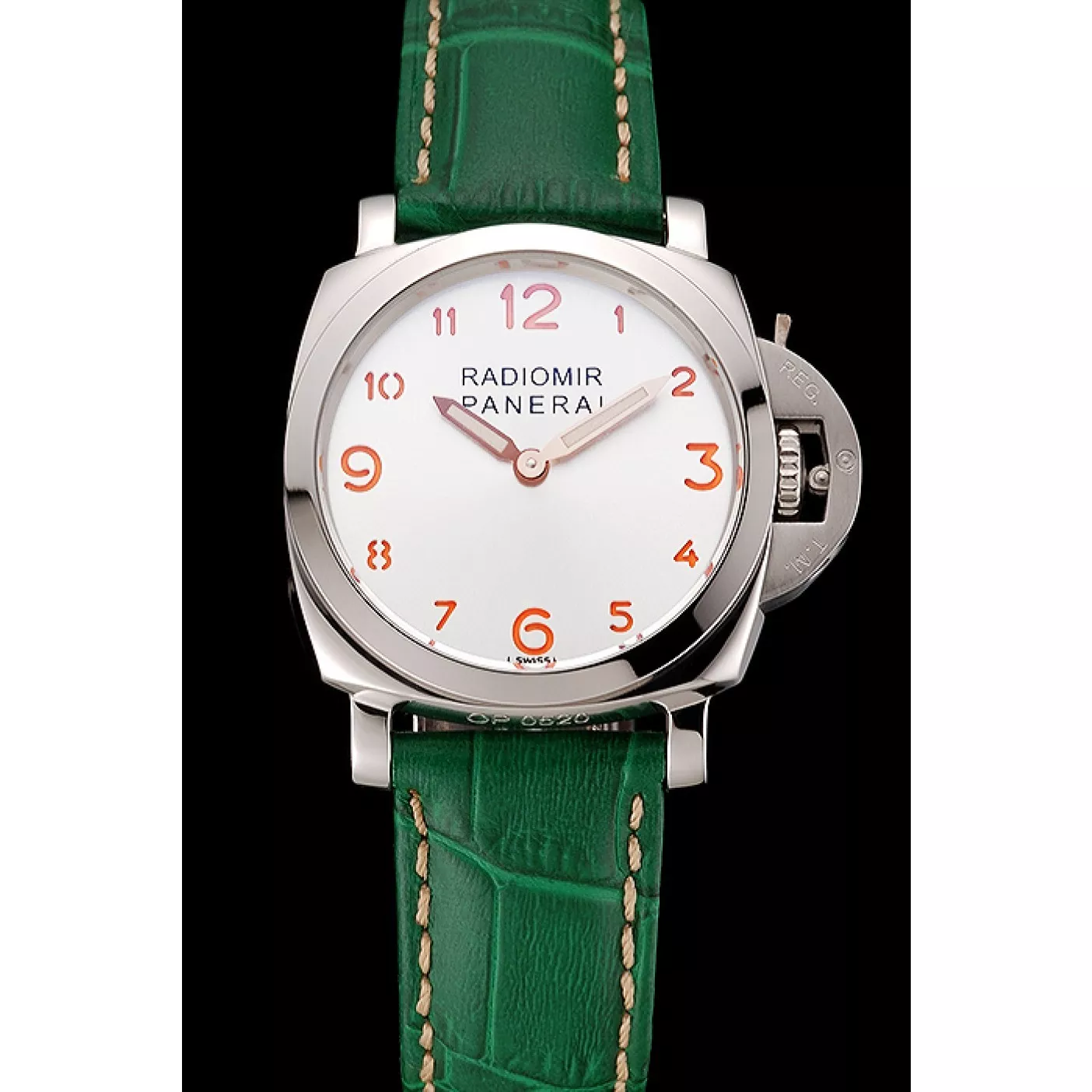 Cheap Panerai Radiomir White Dial Stainless Steel Case Green Leather Strap 1453804 0120