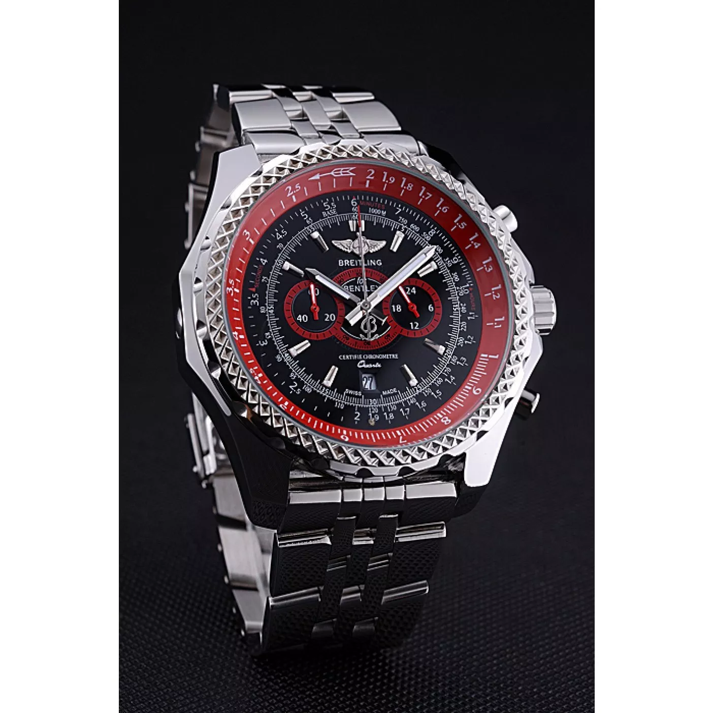 Affordable Breilting Bentley Supersports Black And Red Dial Stainless Steel Bracelet 622521 0131