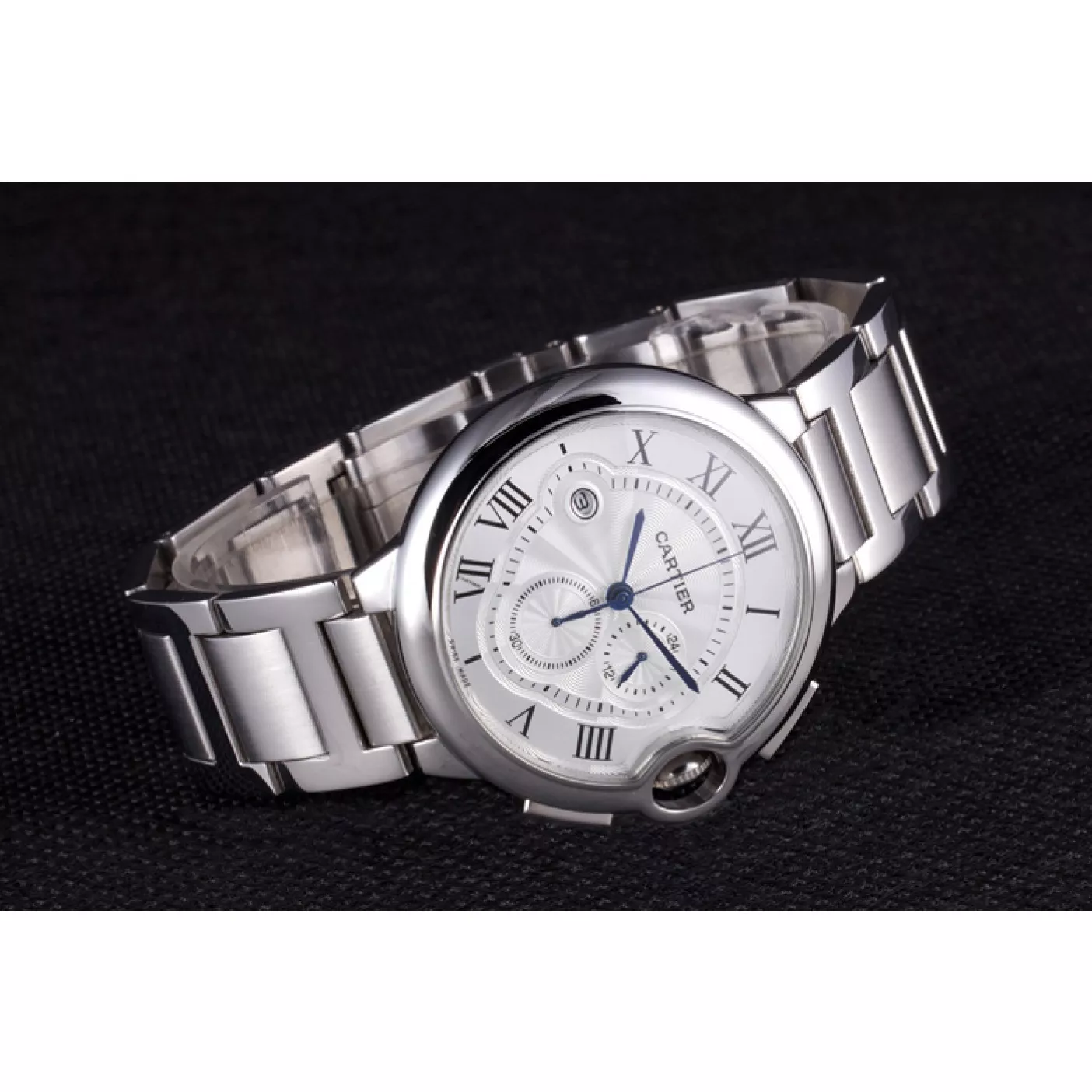 Affordable Cartier Ballon Bleu Chronograph White Dial Stainless Steel Case And Bracelet 0120