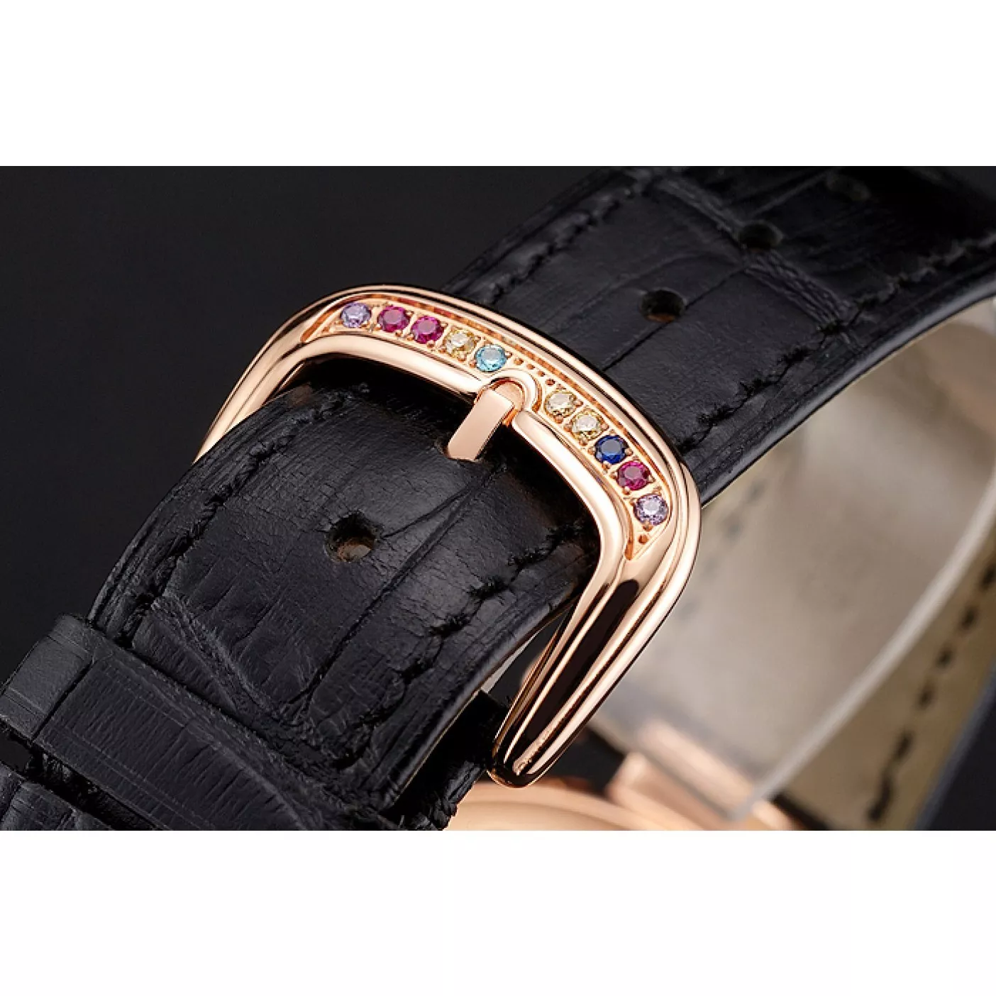 Affordable Franck Muller Double Mistery 4 Saisons Black Dial Rose Gold Case Black Leather Strap 0124