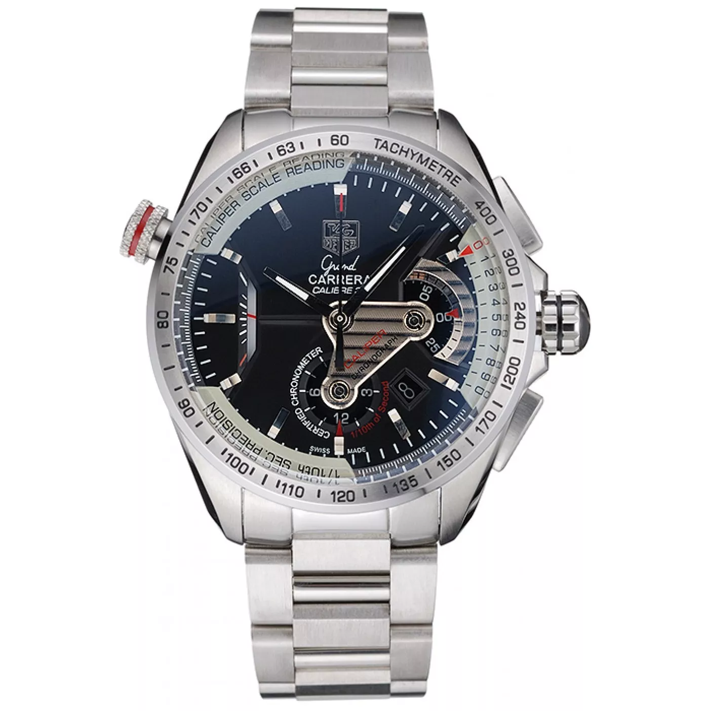 Affordable Tag Heuer Swiss Carrera Tachymeter Bezel Stainless Steel Black Dial 0117