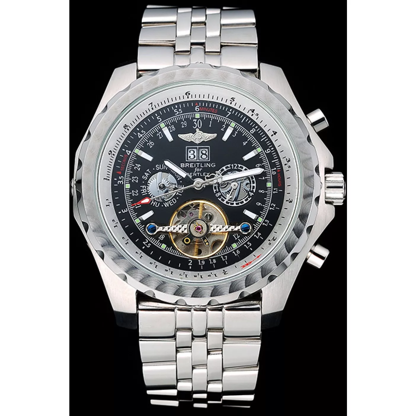 Affordable Breitling Bentley Mulliner Tourbillon Black Dial Stainless Steel Case And Bracelet 622731 0116