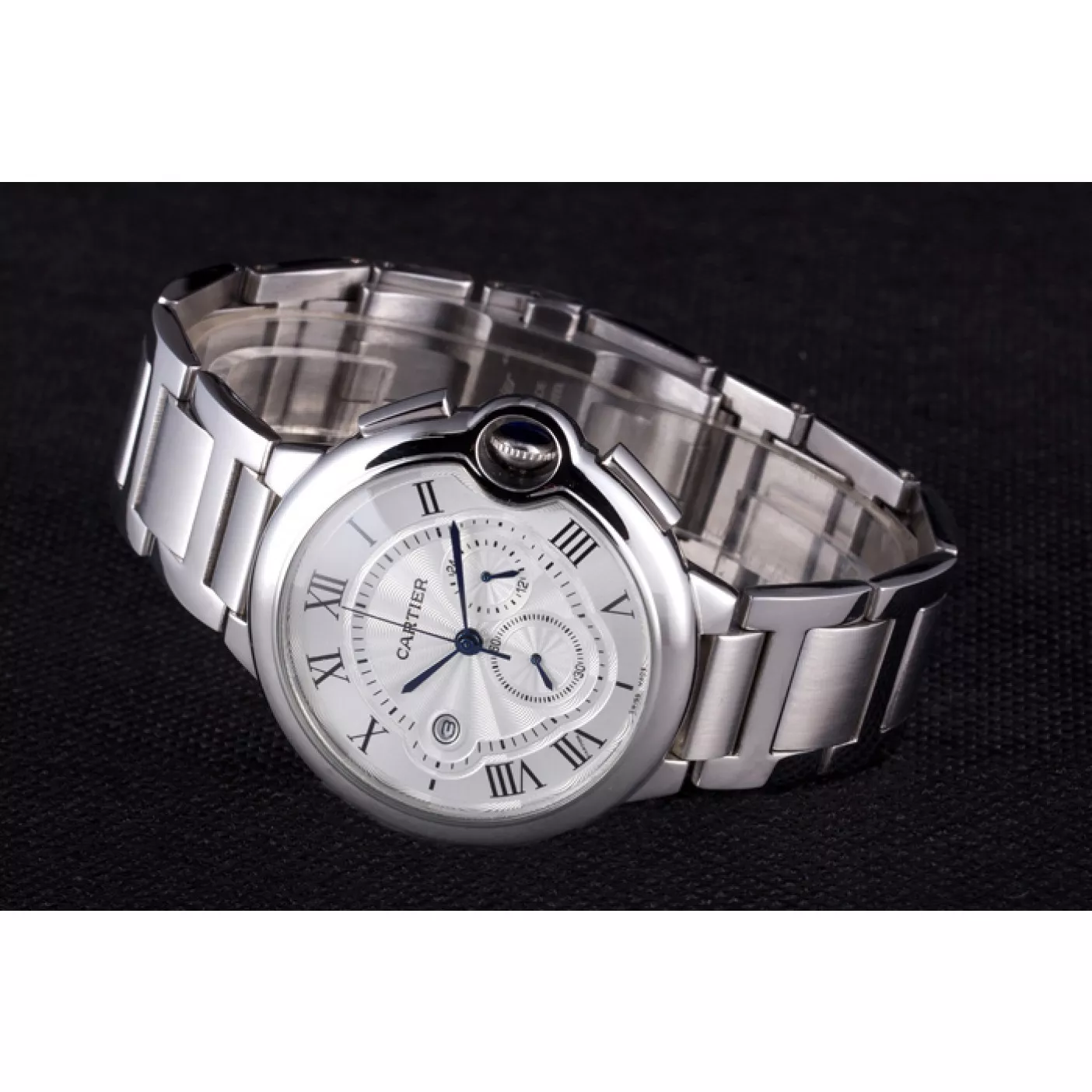 Affordable Cartier Ballon Bleu Chronograph White Dial Stainless Steel Case And Bracelet 0120