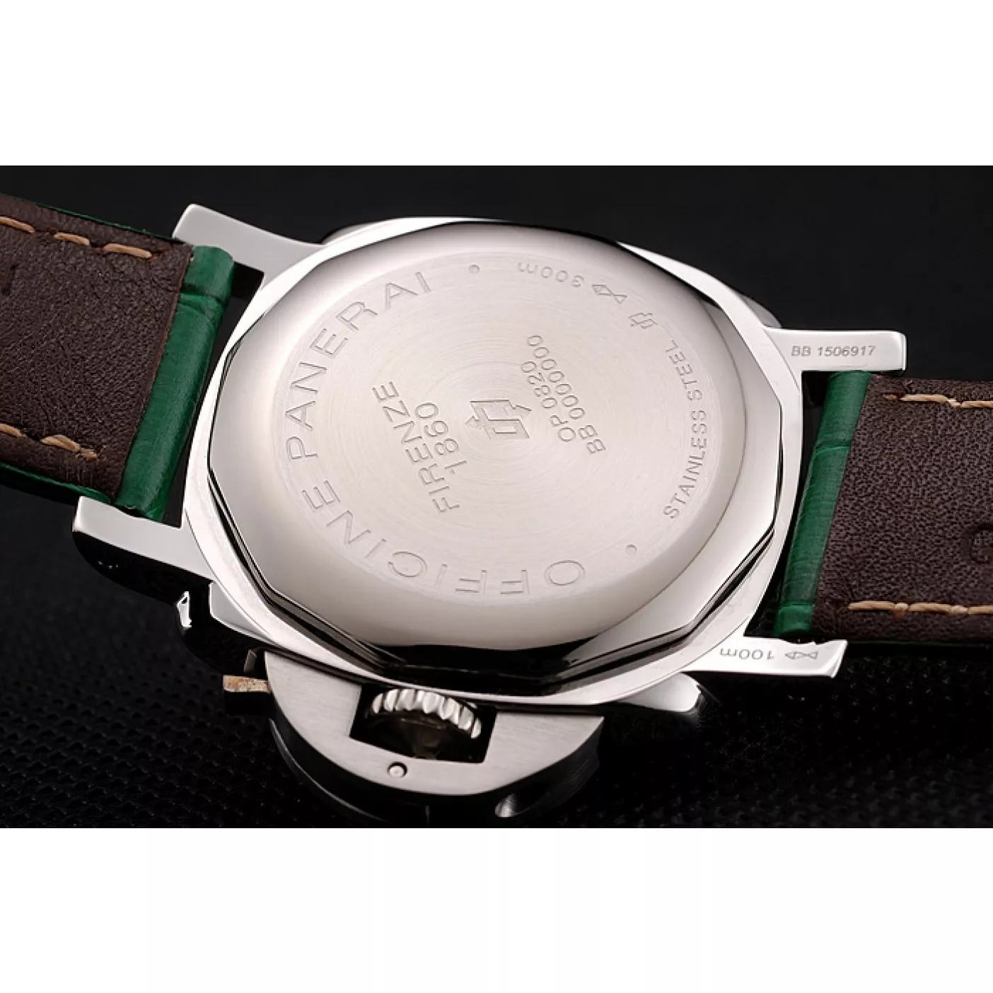 Cheap Panerai Radiomir White Dial Stainless Steel Case Green Leather Strap 1453804 0120