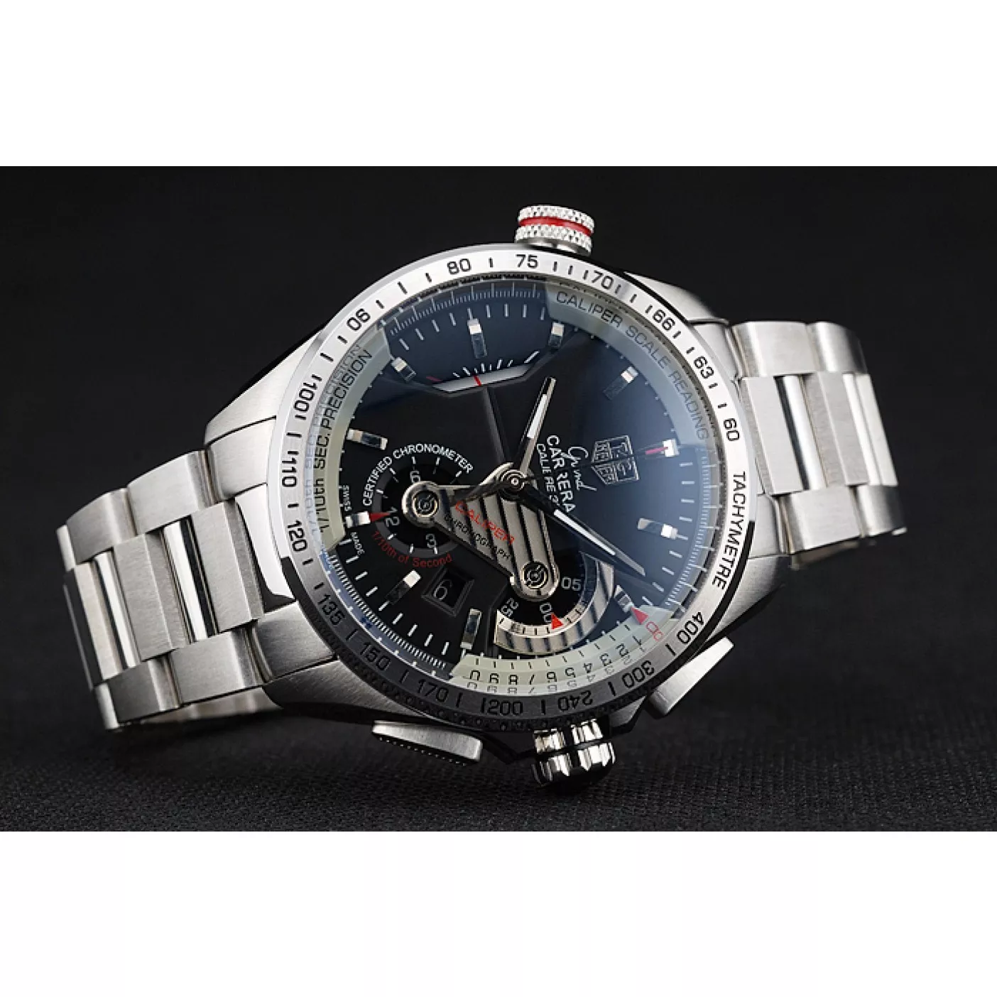 Affordable Tag Heuer Swiss Carrera Tachymeter Bezel Stainless Steel Black Dial 0117