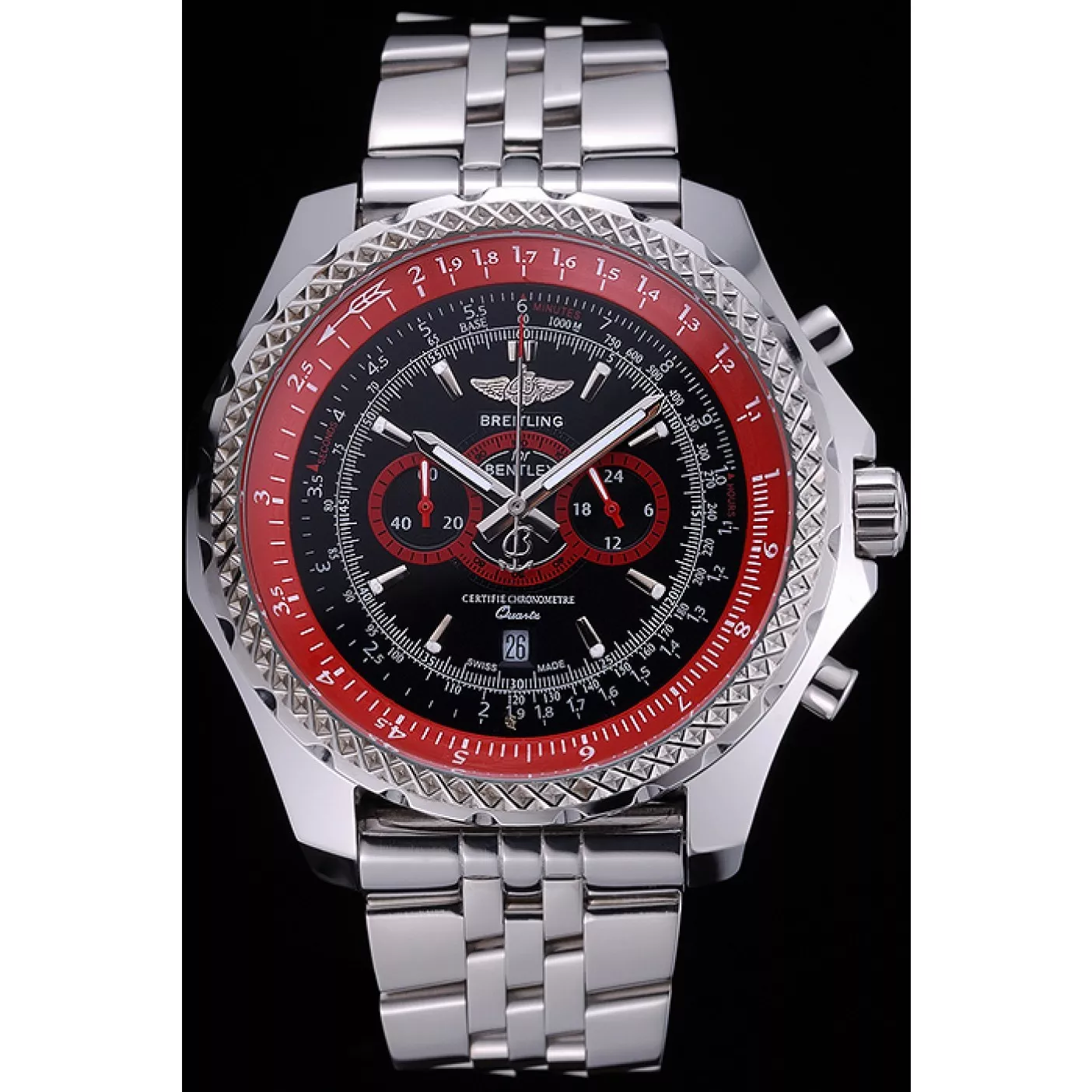 Affordable Breilting Bentley Supersports Black And Red Dial Stainless Steel Bracelet 622521 0131