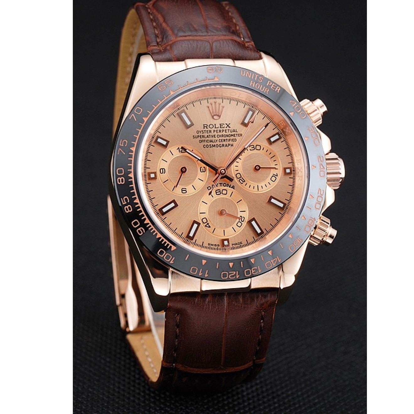 Cheap Leather Gold Brown 1454243 Bracelet Rose Brown Cosmograph Daytona Dial Rolex Case 0218