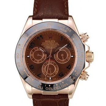 Affordable Case Rolex Brown Strap Dial Daytona Gold Rose Leather Brown 0225