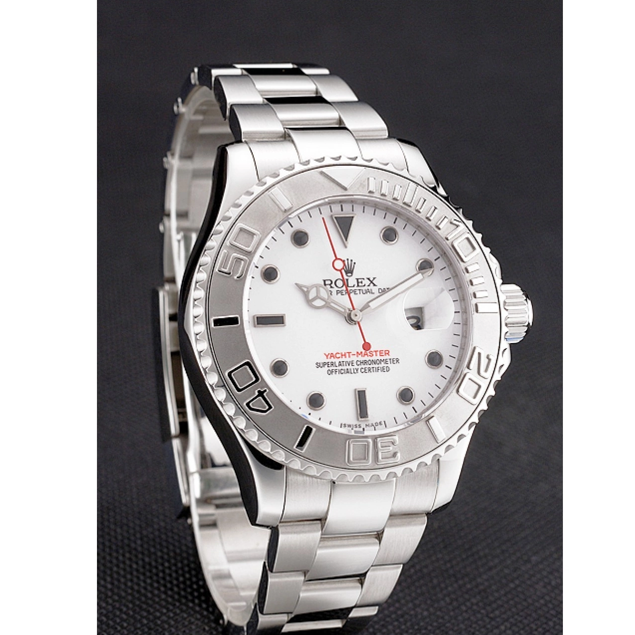 Affordable White Rolex Dial Case Yacht-Master And Steel Bracelet Stainless 0225