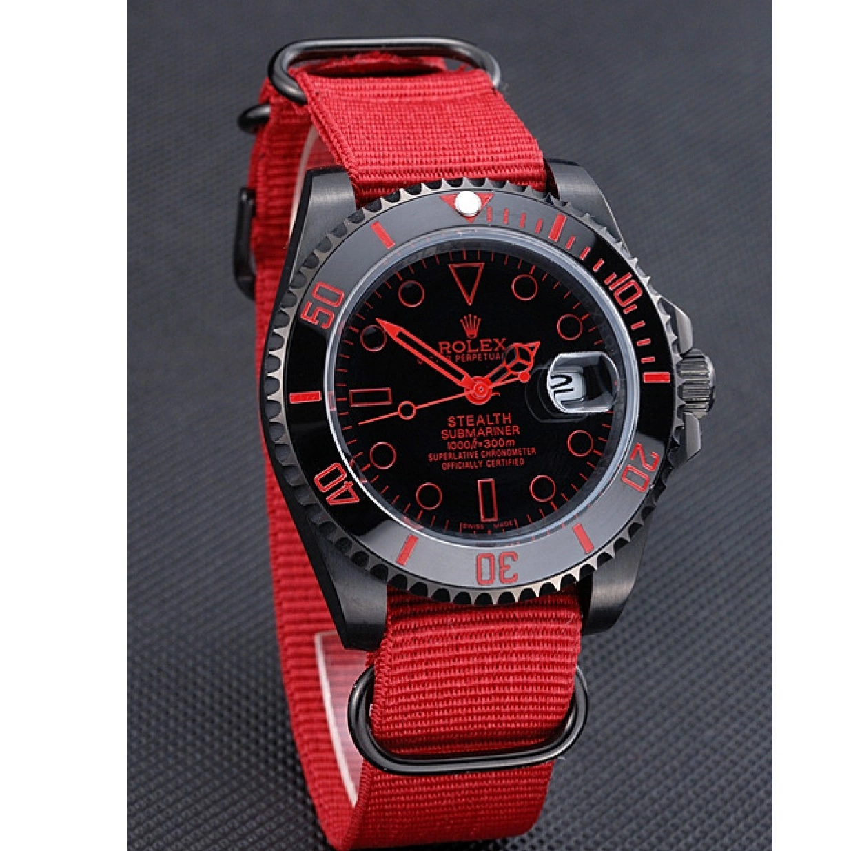 Cheap Nylon Stealth 622010 Rolex Strap Submariner Red 0213