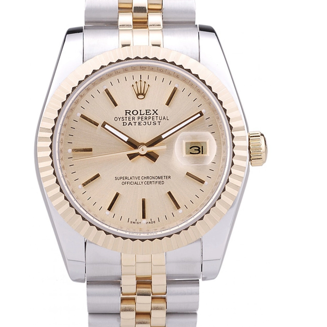 Affordable Datejust Rolex Ribbed Gold Dial 7450 Bezel 0208