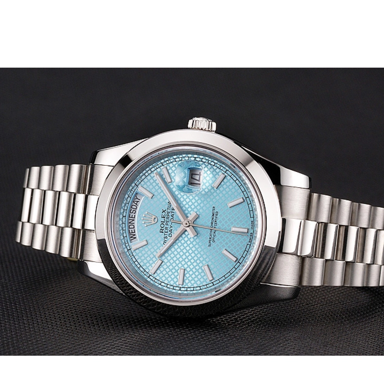 Affordable Swiss Bracelet Steel Blue Rolex Platinum Day Date 40 Stainless Ice And Dial Case 0220