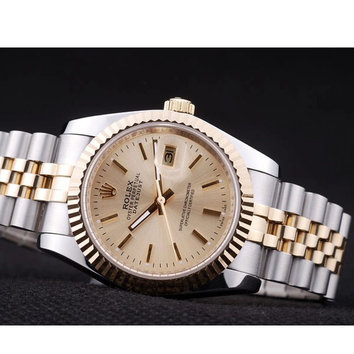 Affordable Gold Ribbed Datejust Dial Bezel 7450 Rolex 0214