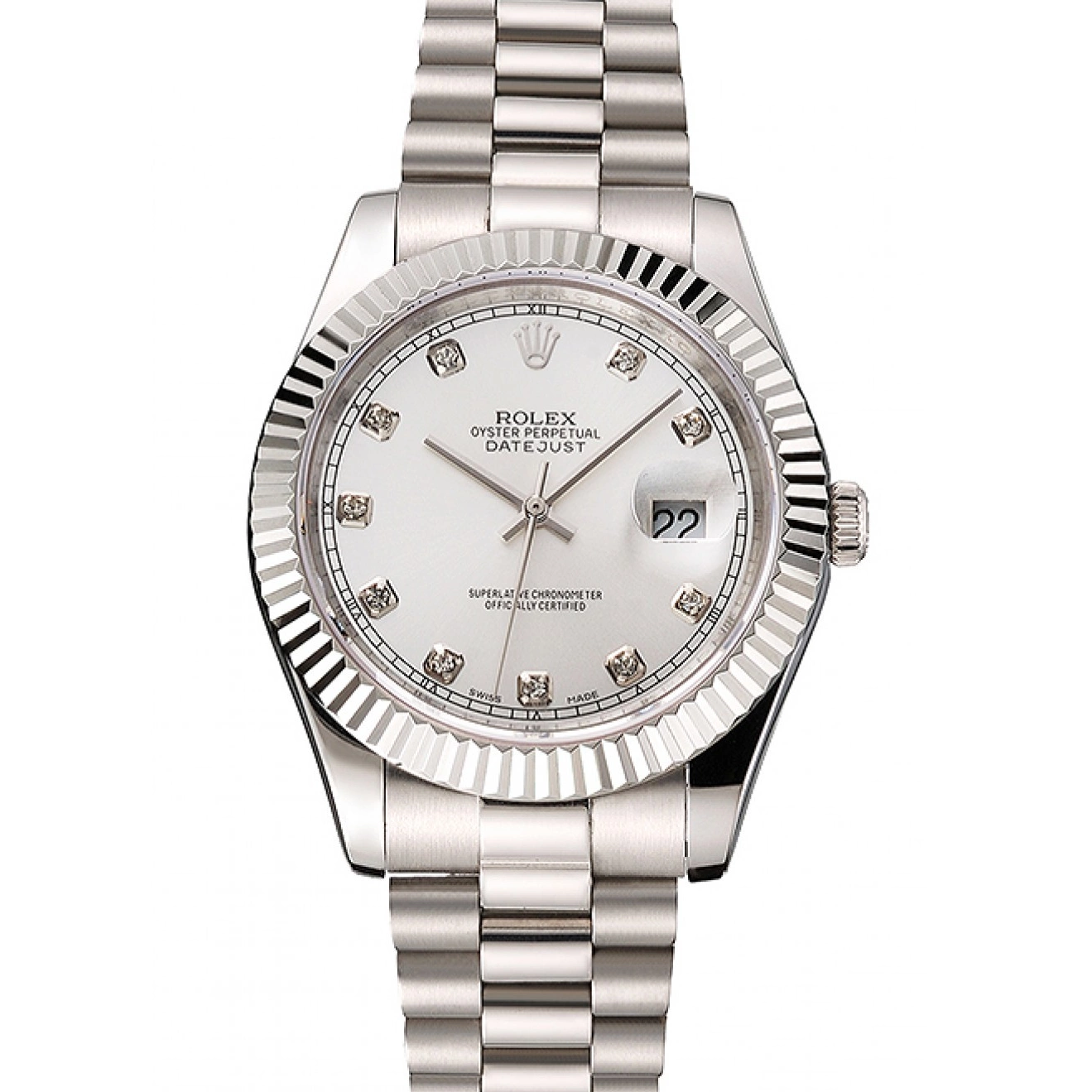 Affordable Stainless Rolex Datejust Bracelet Case Steel And Swiss Dial Silver 0221