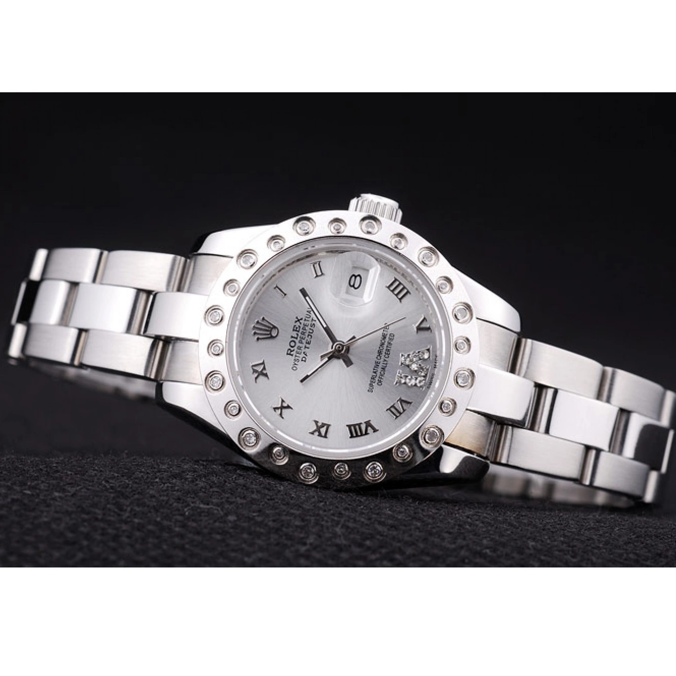 Cheap 7474 Datejust Polished Silver Diamonds Dial Bezel Rolex Silver 0213