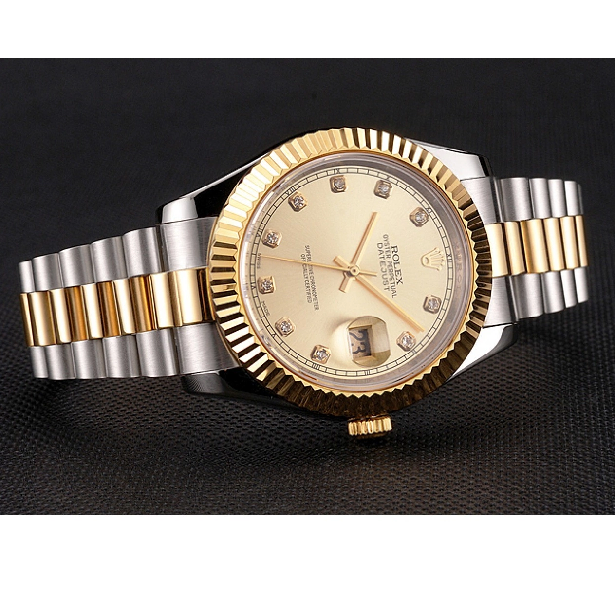 Cheap Bracelet And Rolex Stainless Swiss Two Steel Gold Tone Dial Bezel Datejust Case 0213