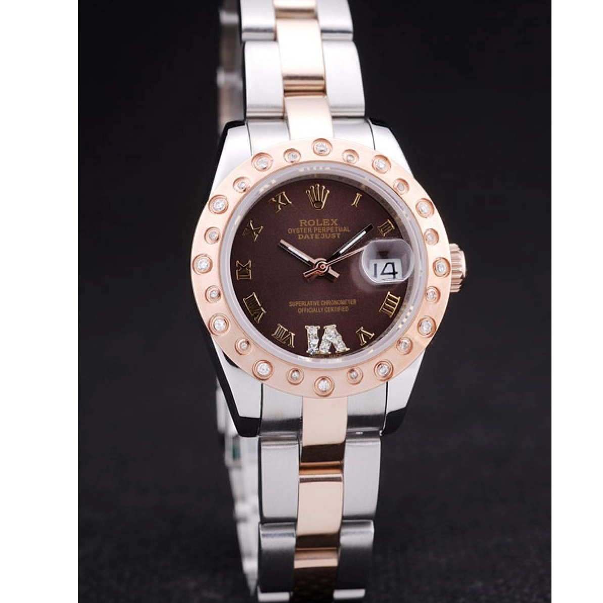 Affordable Diamonds Bezel Gold 7475 Rose Rolex Polished Datejust Brown Dial 0216