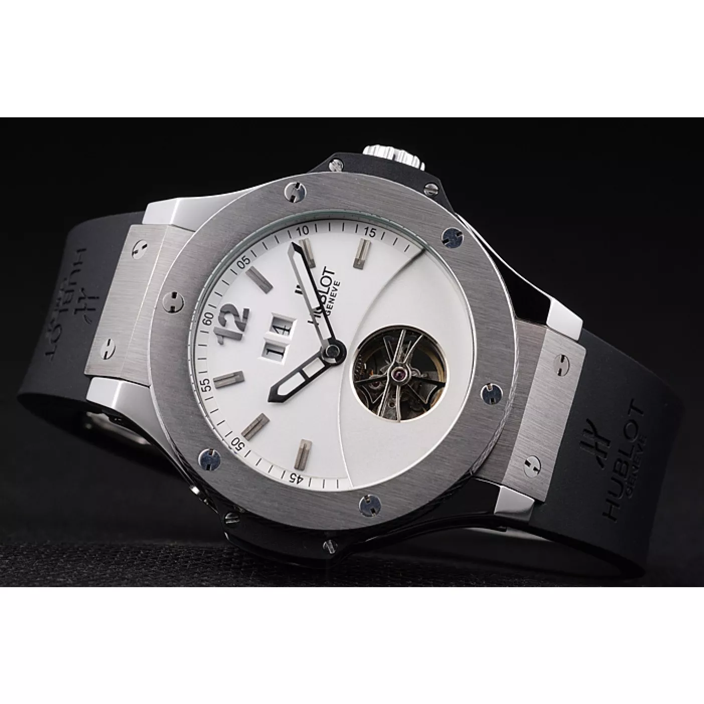 Cheap Hublot Big Bang Limited Edition White Dial Tourbillon Black Rubber Dial 1454190 0201