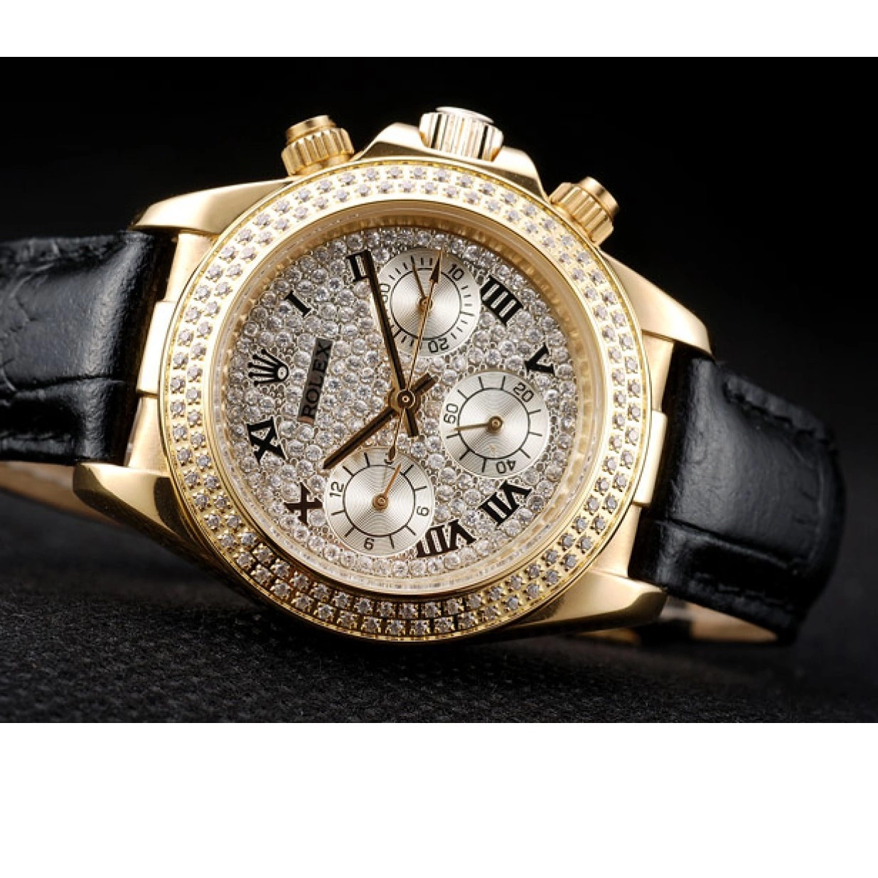 Affordable Case Rolex Gold Lady Crystal Crystal Studded 98238 Daytona Dial Studded Bezel 0216