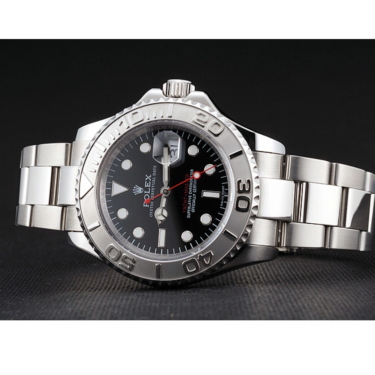 Affordable Case Steel And Black Swiss Bracelet Stainless Dial Yacht-Master Rolex 0210