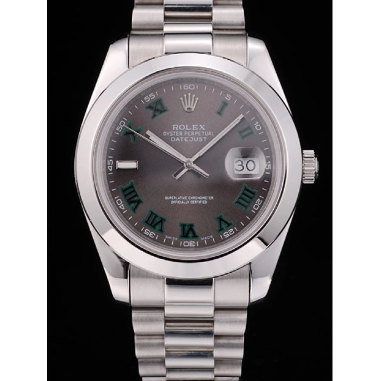 Affordable 41982 Strap DateJust Rolex Stainless Steel Grey Dial 0214