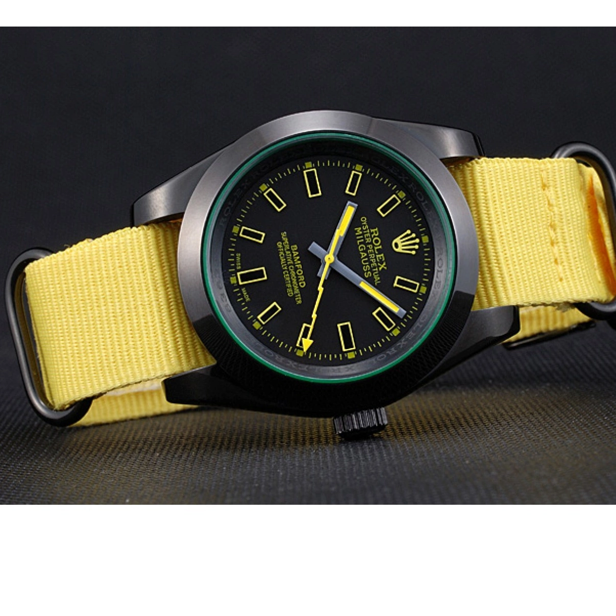 Affordable Milgauss 621999 Yellow Nylon Strap Rolex Bamford 0210