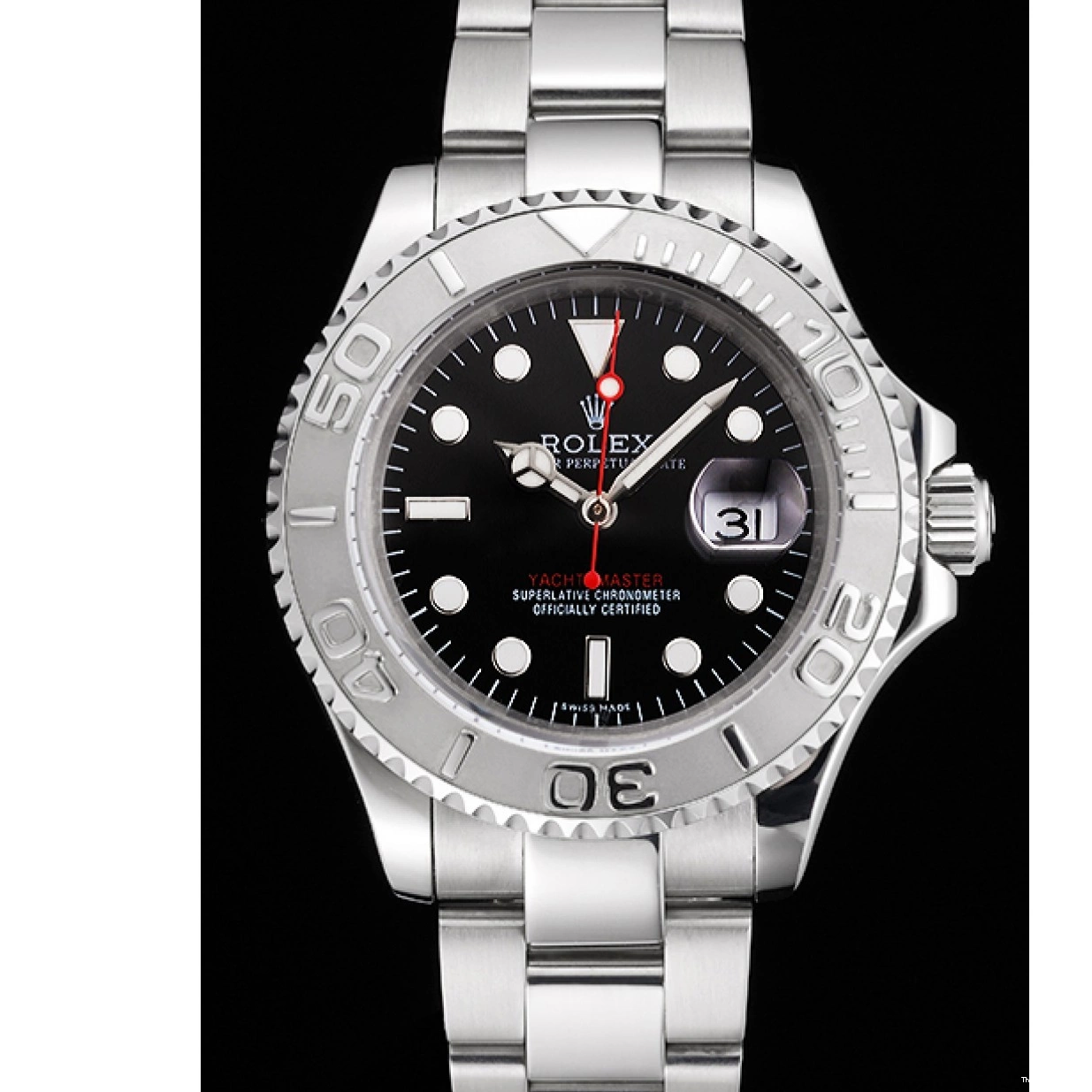 Affordable Case Steel And Black Swiss Bracelet Stainless Dial Yacht-Master Rolex 0210