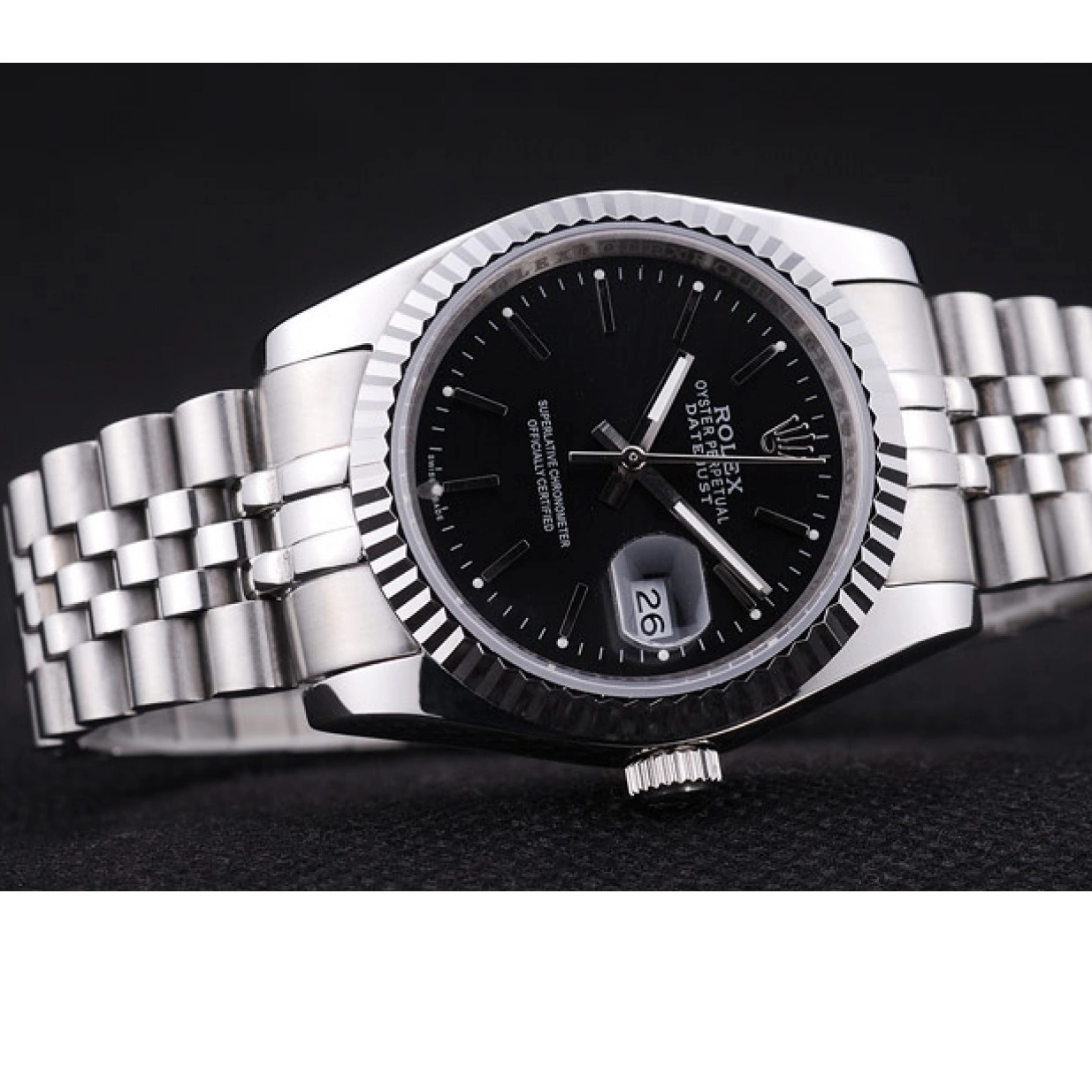 Cheap Dial Ribbed Diamonds Black Bezel Datejust Rolex 7456 0209