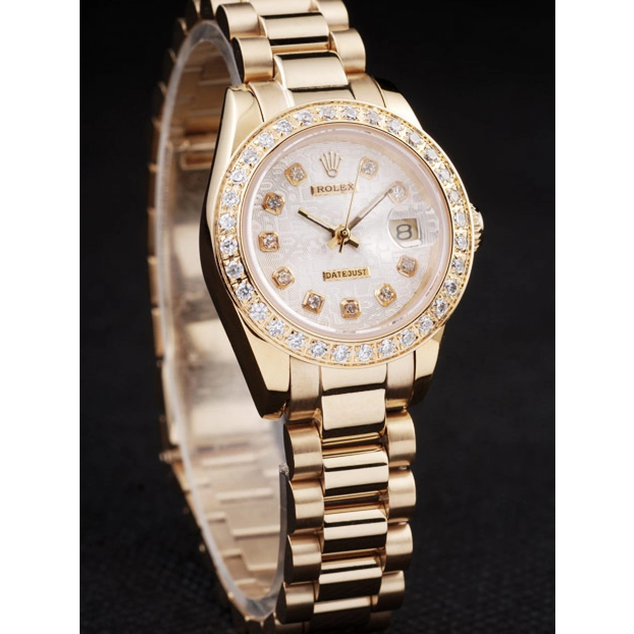 Affordable Plated Plated Diamond Gold Rolex 98076 Yellow 18k Stainless Datejust Steel 0223