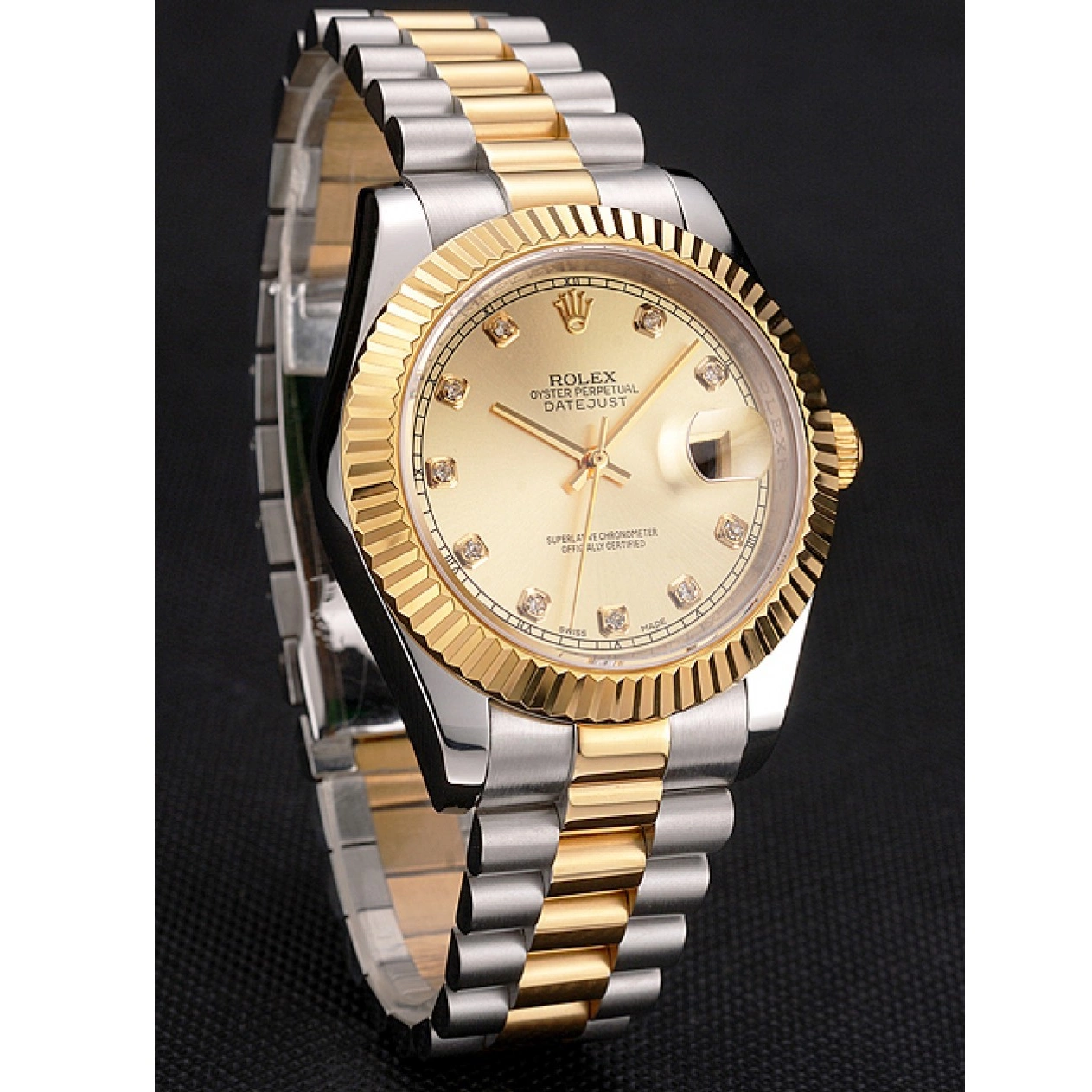 Cheap Bracelet And Rolex Stainless Swiss Two Steel Gold Tone Dial Bezel Datejust Case 0213