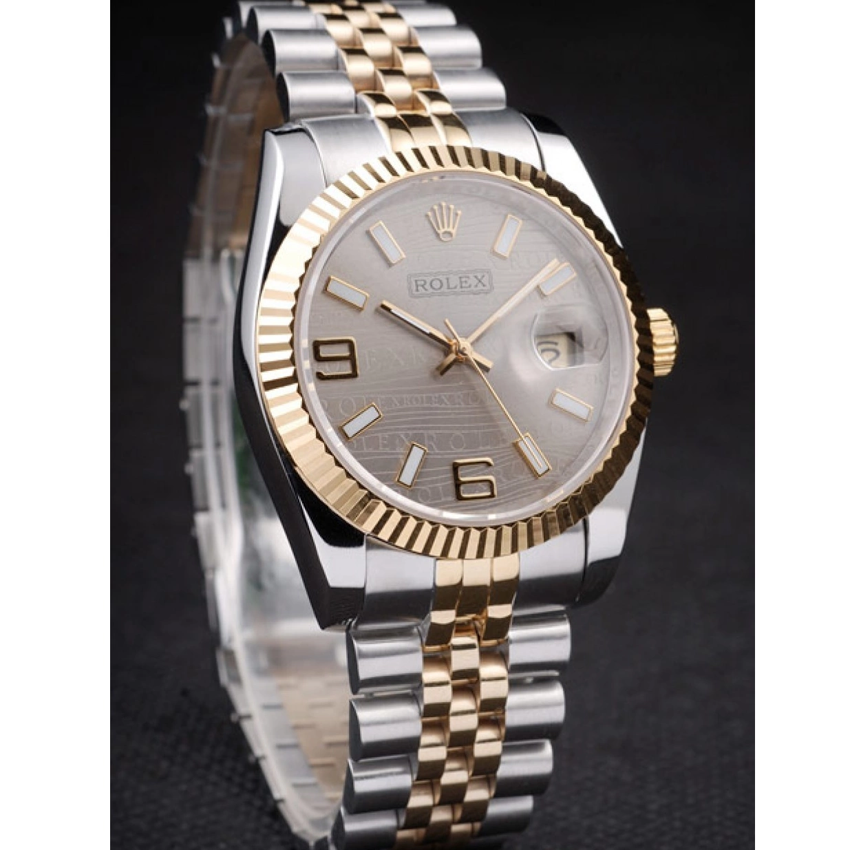 Affordable Rolex Plated Steel Dial Stainless Gold Tone Silver DateJust Two 98085 18k 0213