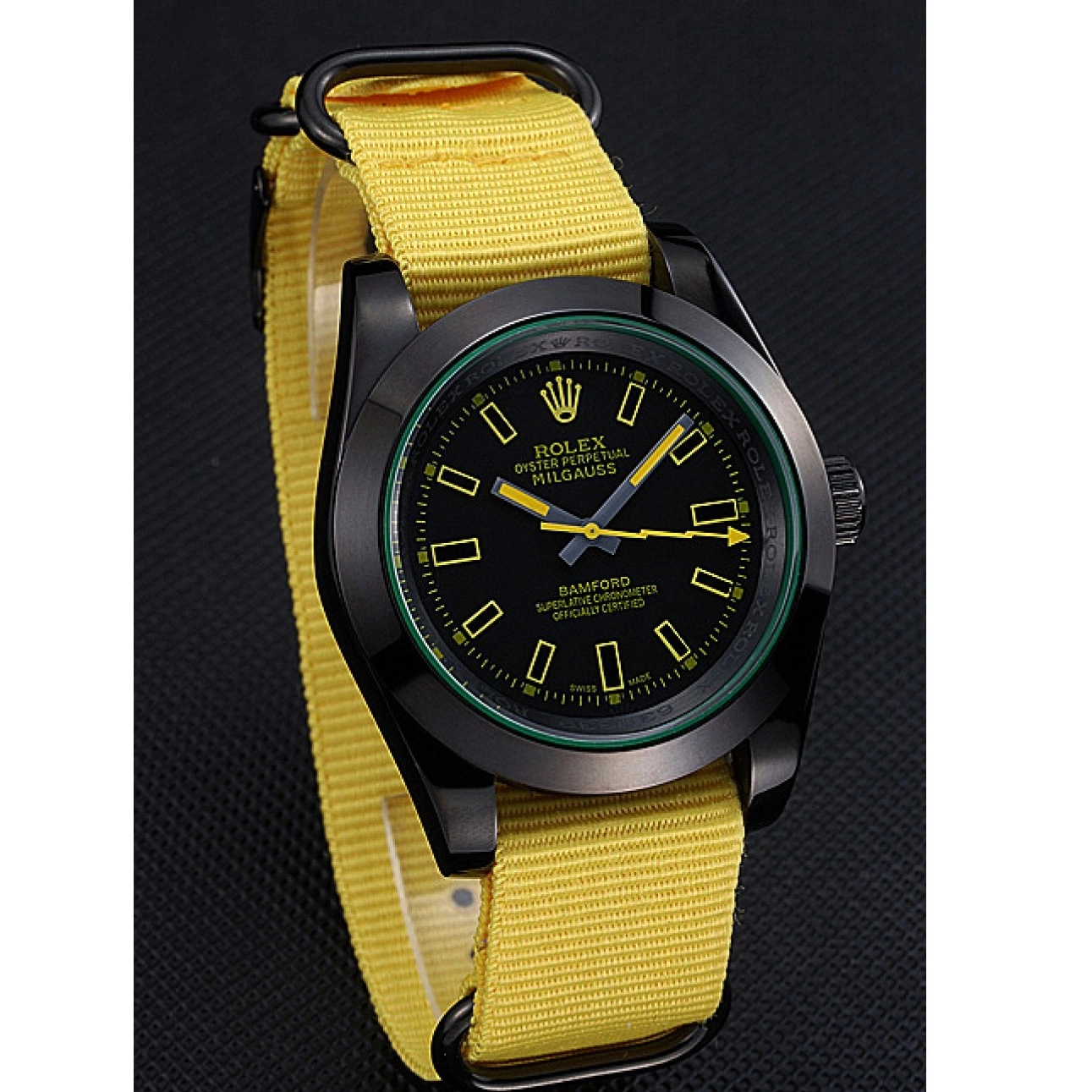 Affordable Milgauss 621999 Yellow Nylon Strap Rolex Bamford 0210