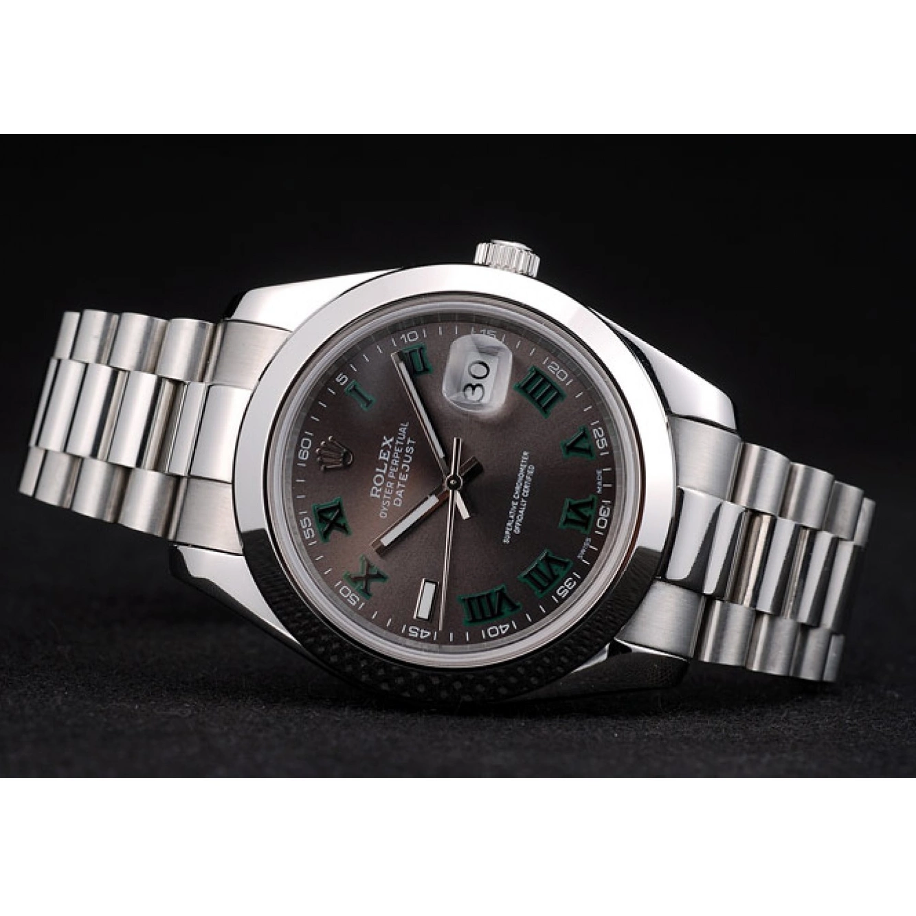 Affordable 41982 Strap DateJust Rolex Stainless Steel Grey Dial 0214