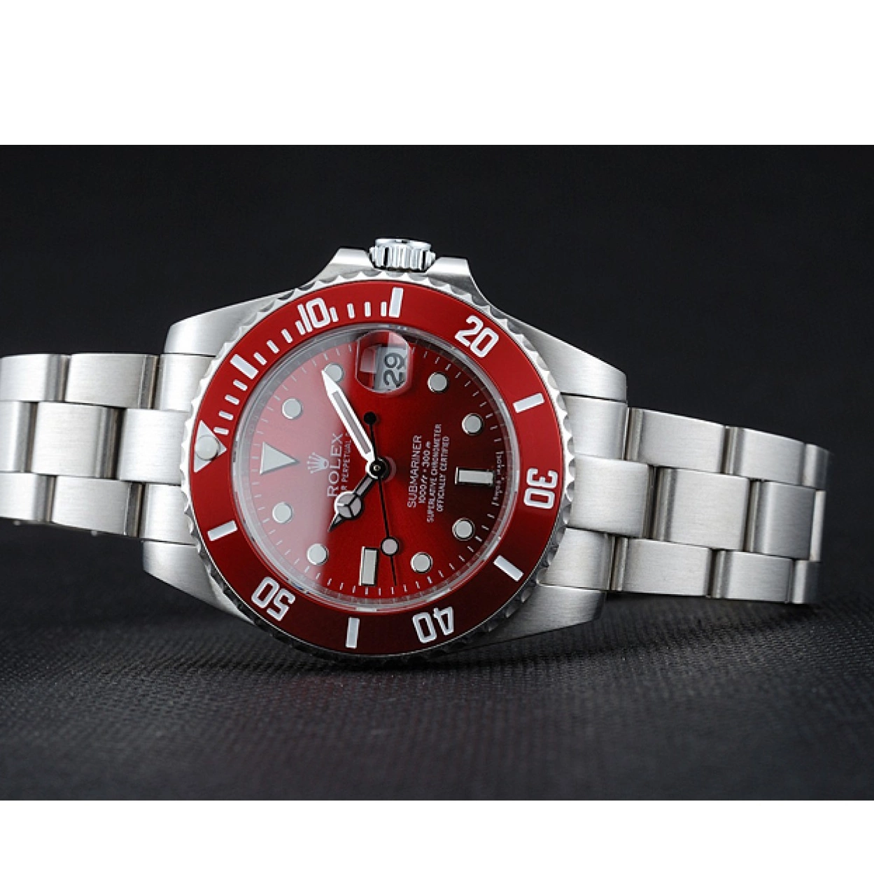 Cheap Steel Rolex 1454154 Submariner Bracelet Stainless Red Dial 0227