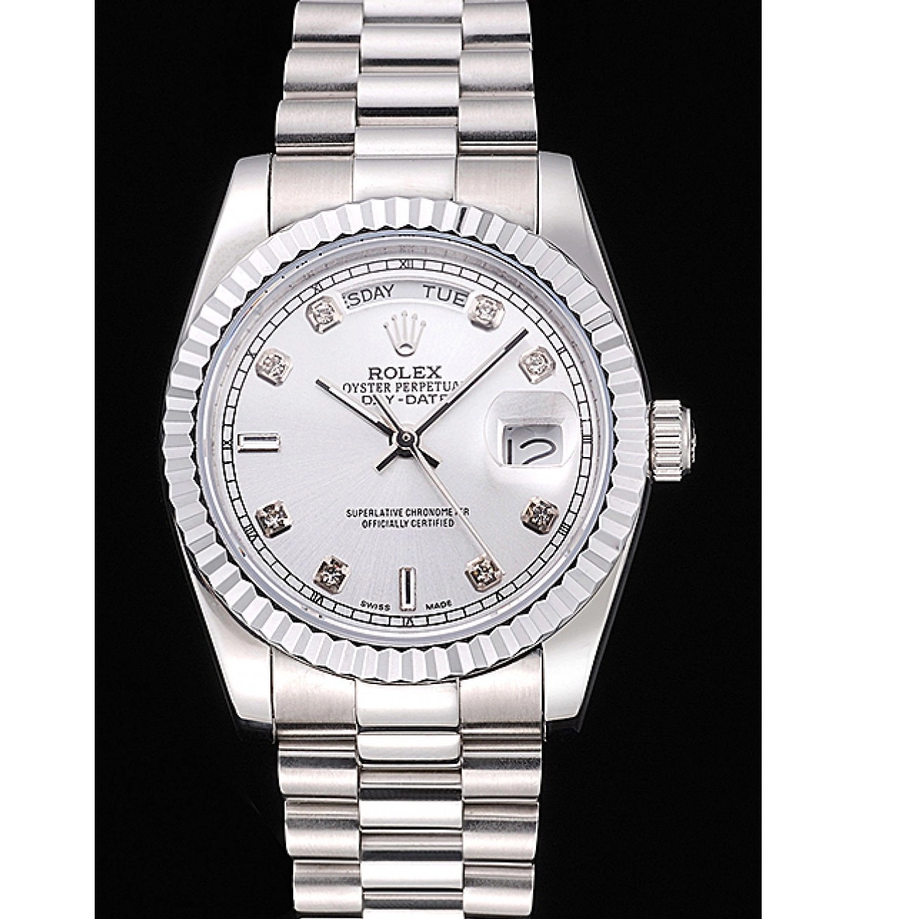 Affordable Steel Polished Day-Date Stainless Dial Rolex Silver 0226