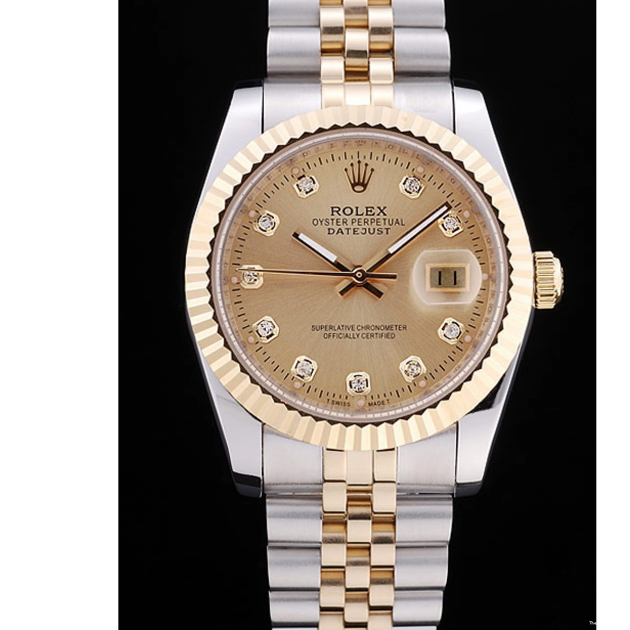 Affordable Bezel Diamonds Dial Gold Datejust 7452 Ribbed Rolex 0208