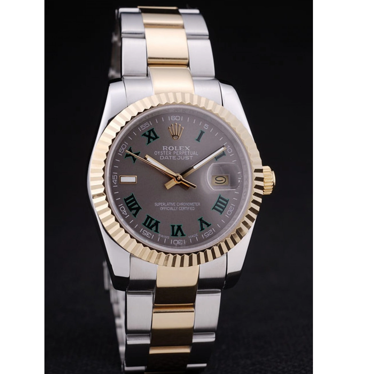 Affordable Bezel Datejust Rolex Dial 7460 Grey Ribbed 0214