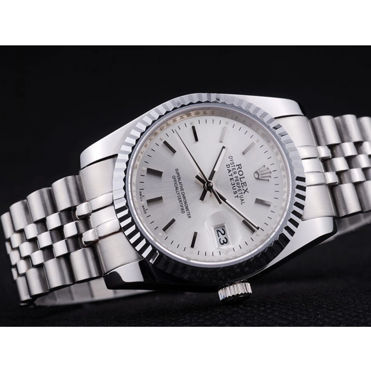 Cheap Datejust Bezel Rolex Silver 7457 Ribbed Dial 0225