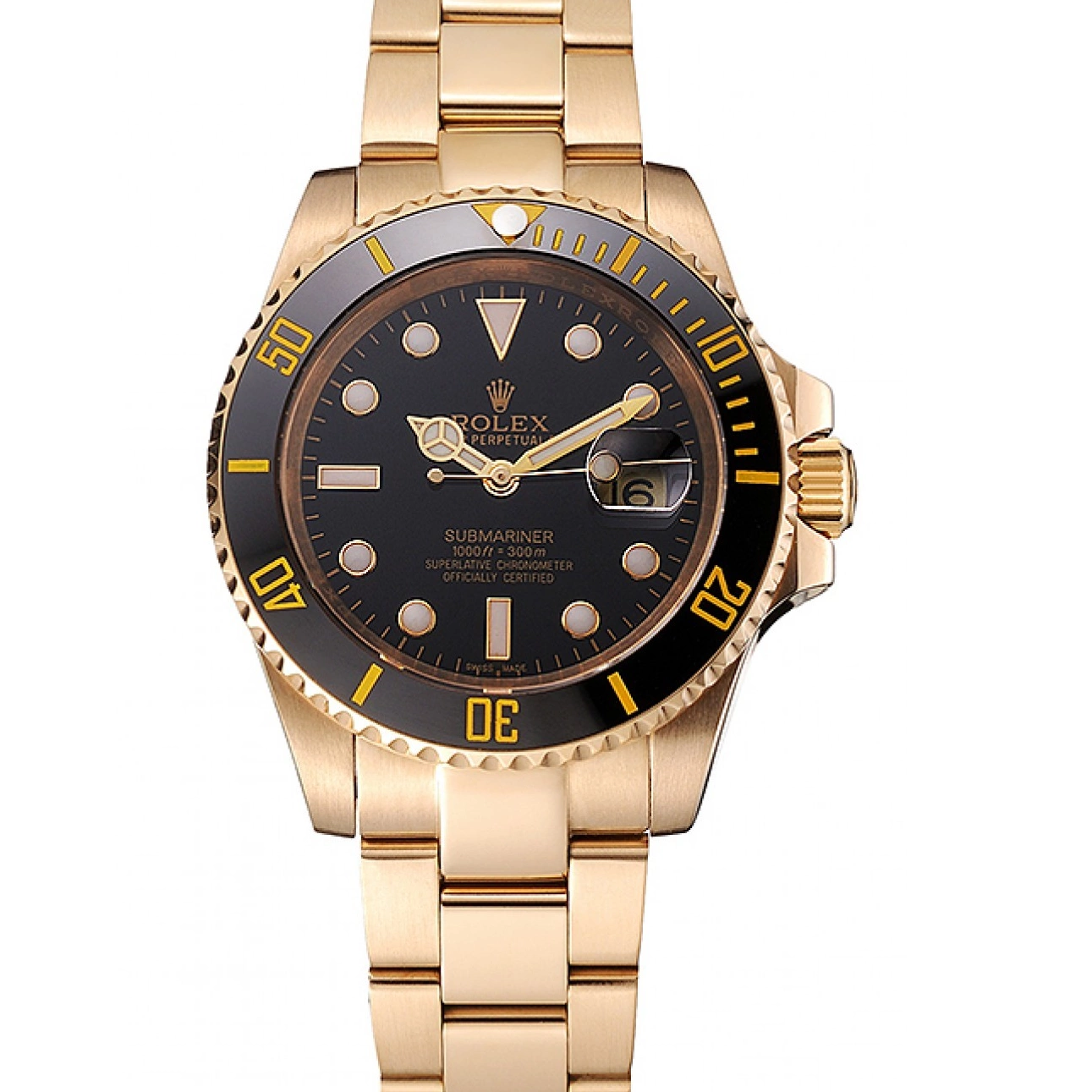 Affordable Swiss Bracelet Gold Rolex Dial Case Bezel Yellow Black Black Submariner And 0223