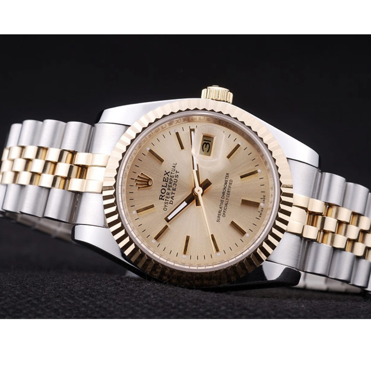 Affordable Datejust Rolex Ribbed Gold Dial 7450 Bezel 0208