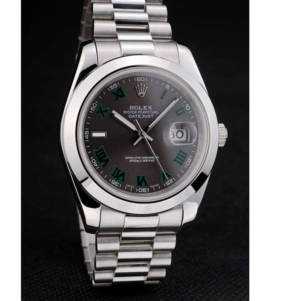 Affordable 41982 Strap DateJust Rolex Stainless Steel Grey Dial 0214